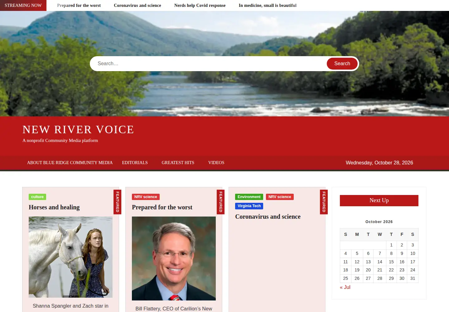 Captured homepage of newrivervoice.com in the current scan