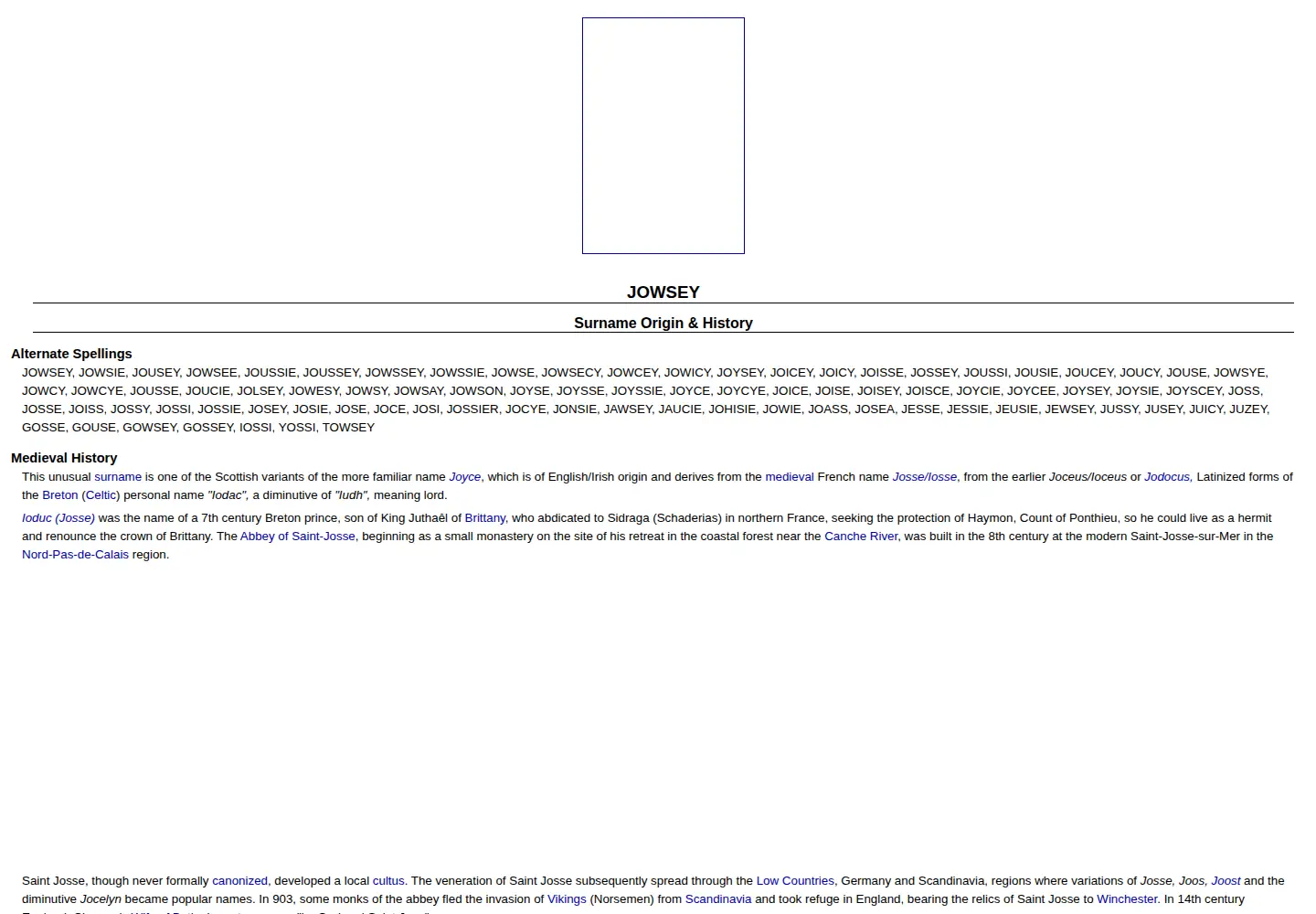 Captured homepage of jowsey.com in the current scan