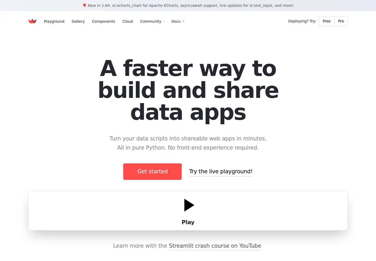 Screenshot of streamlit.io