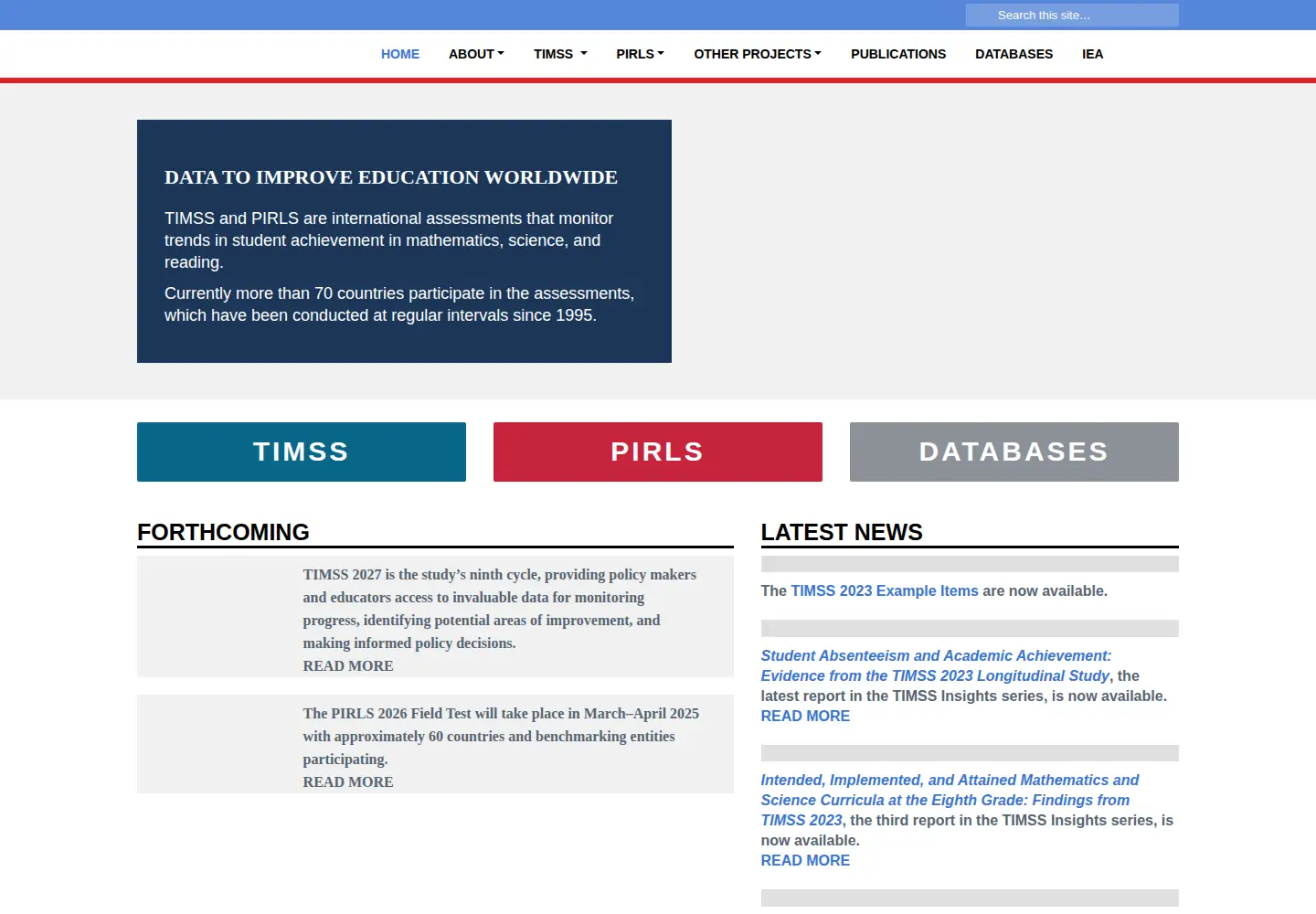 Screenshot of timss.org
