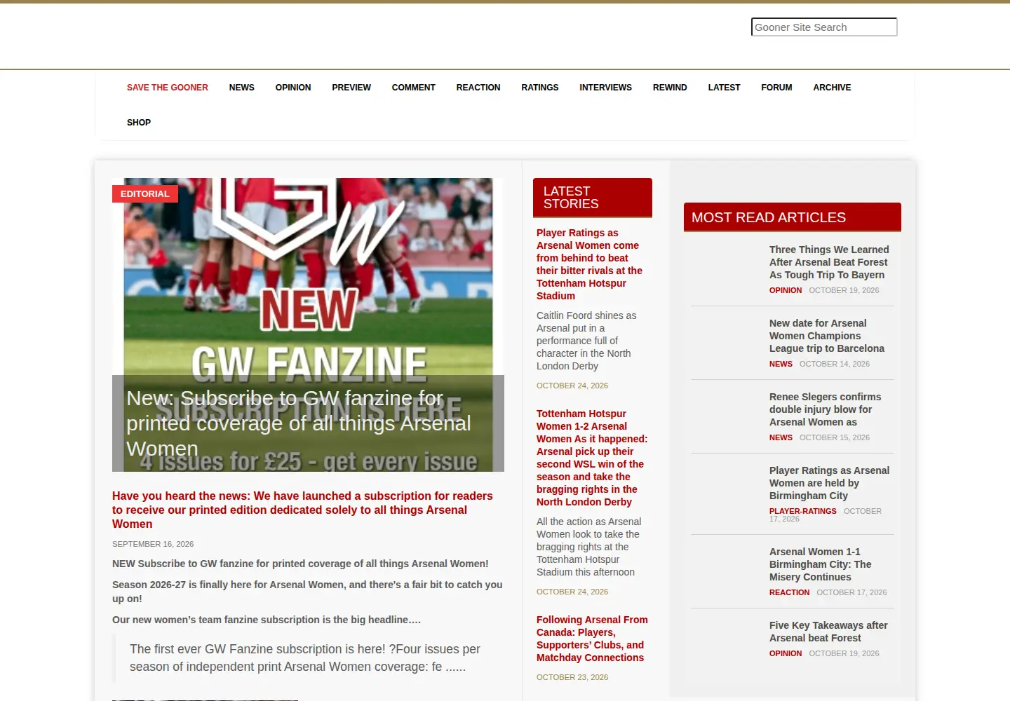 Captured homepage of onlinegooner.com in the current scan