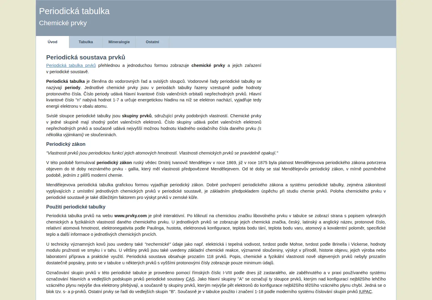 Screenshot of prvky.com