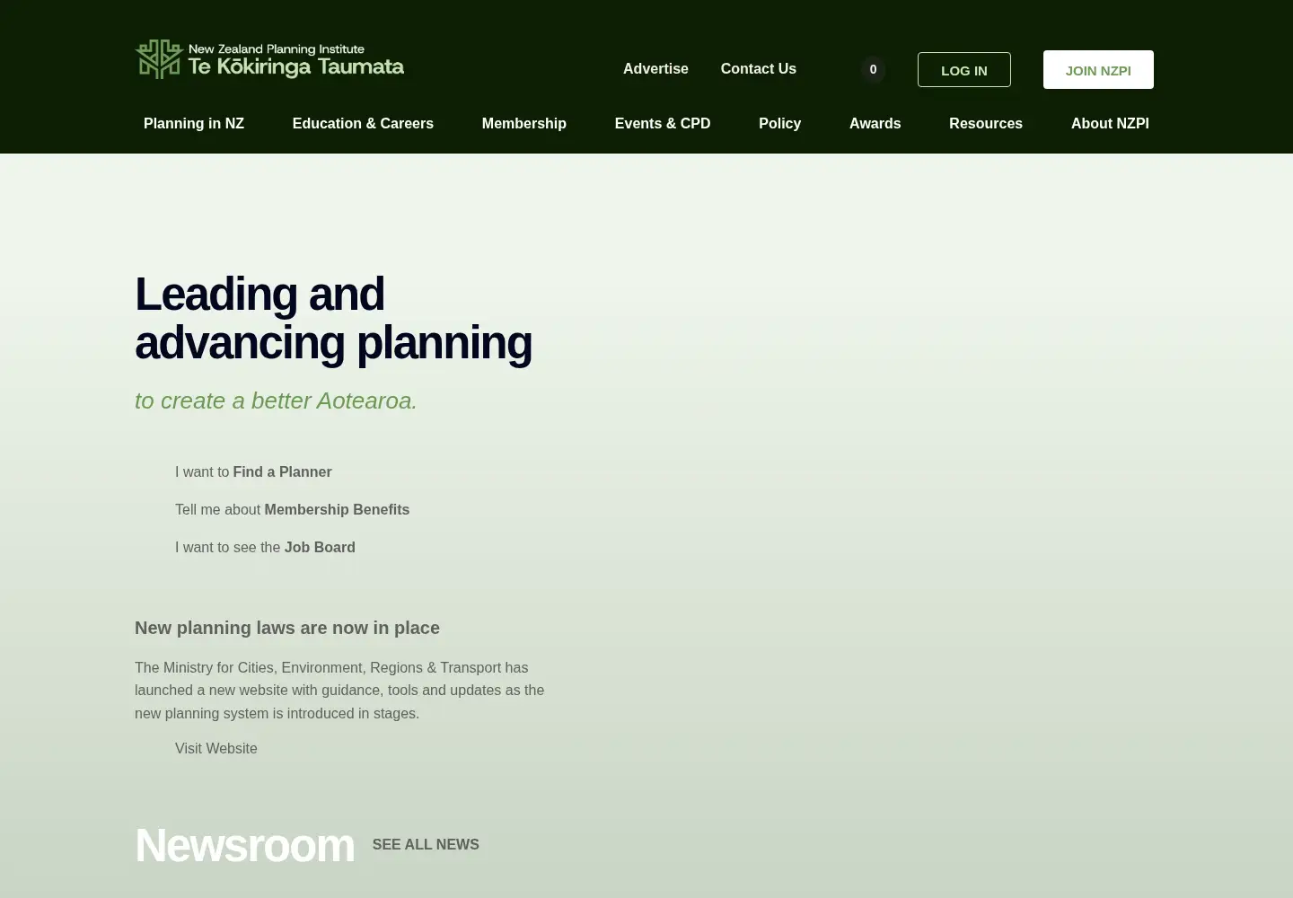 Captured homepage of planning.org.nz in the current scan