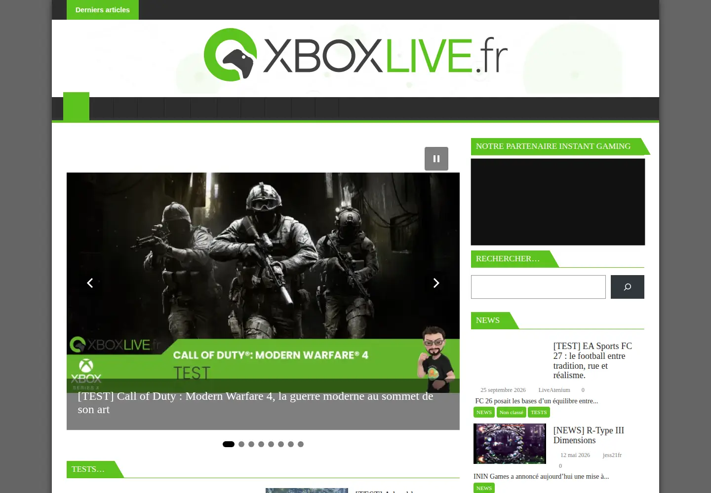 Captured homepage of xboxlive.fr in the current scan