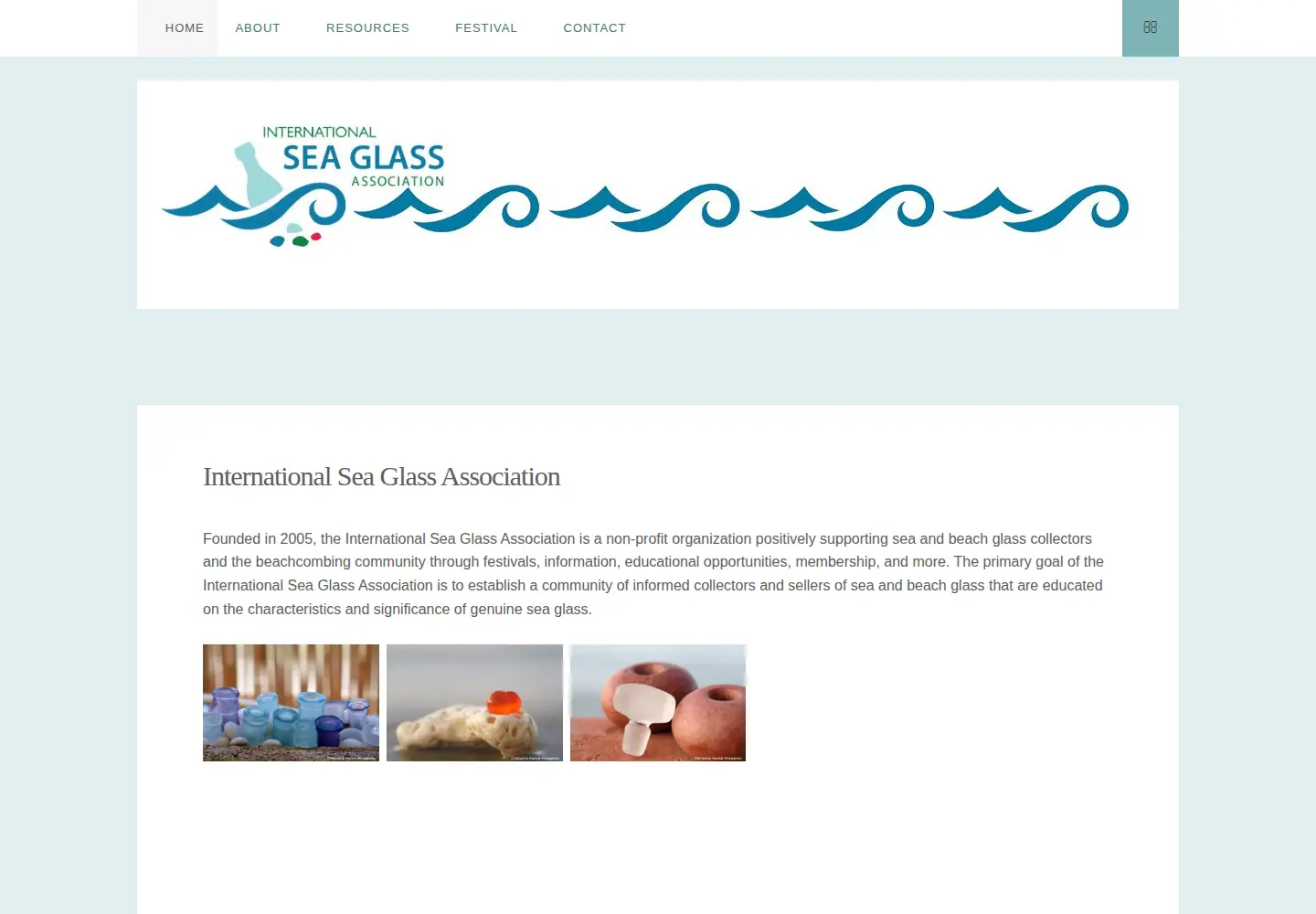 Screenshot of seaglassassociation.org