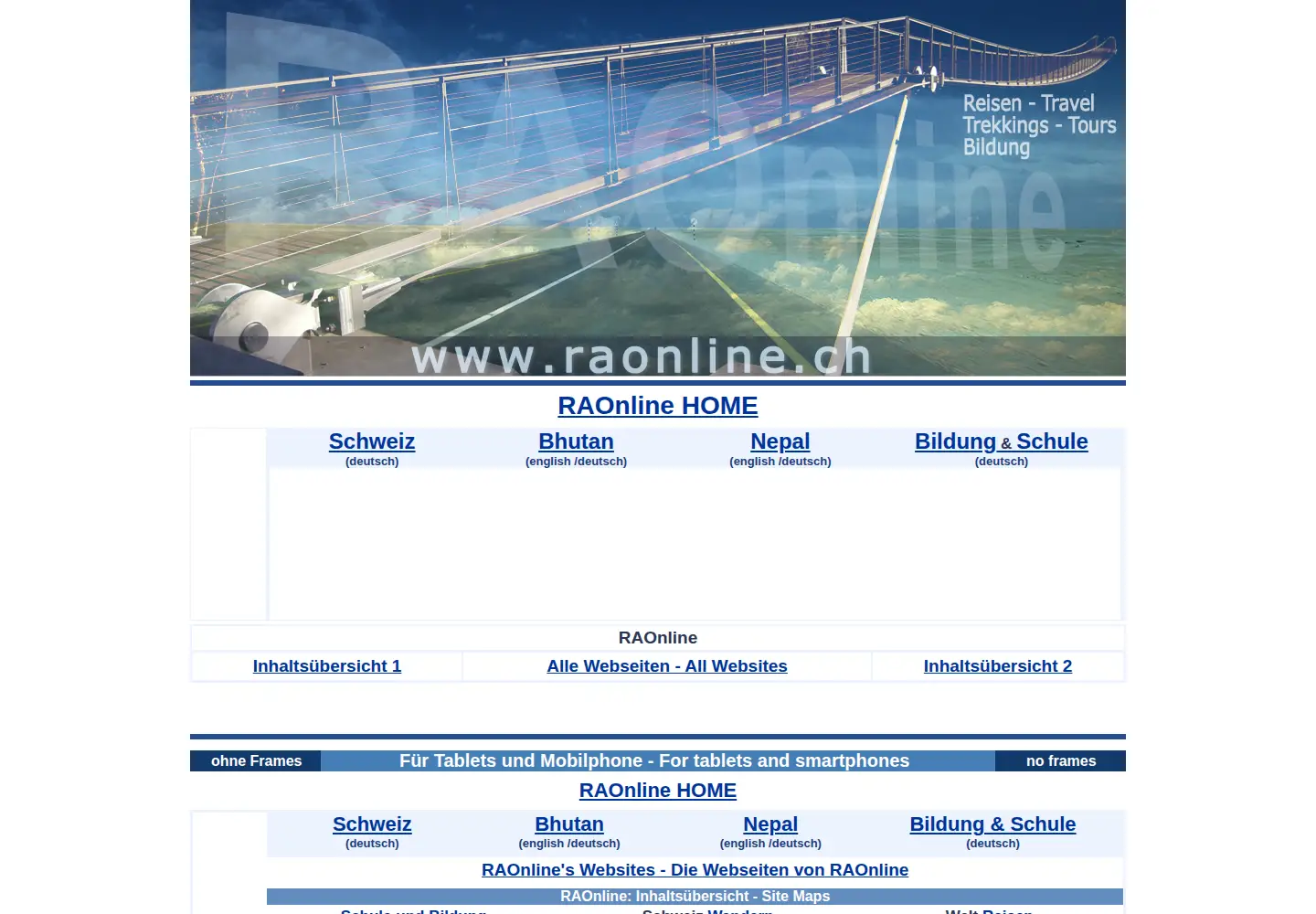 Captured homepage of raonline.ch in the current scan