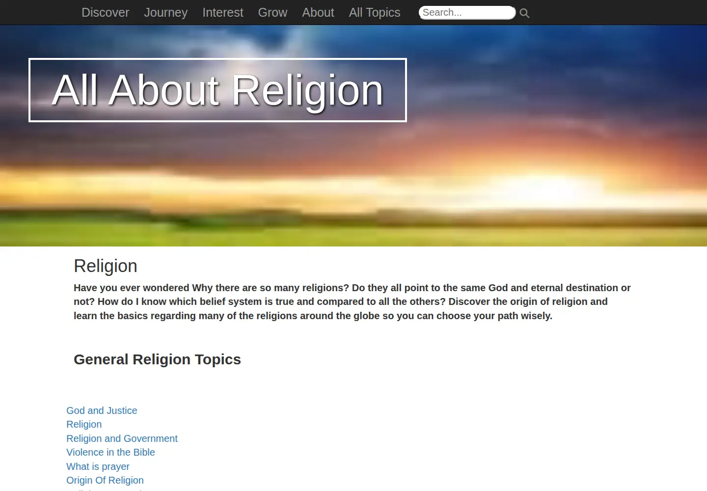 Screenshot of allaboutreligion.org