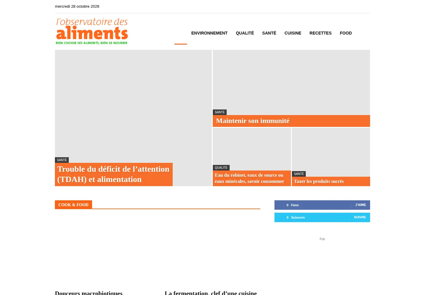 Captured homepage of observatoire-des-aliments.fr in the current scan