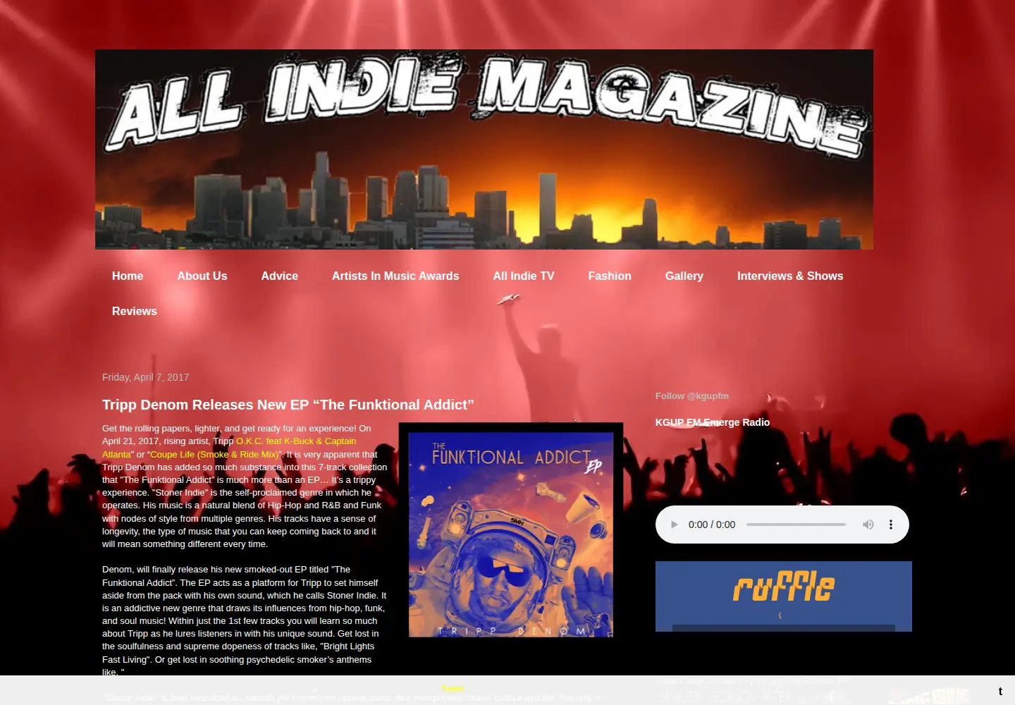 Captured homepage of allindiemagazine.net in the current scan