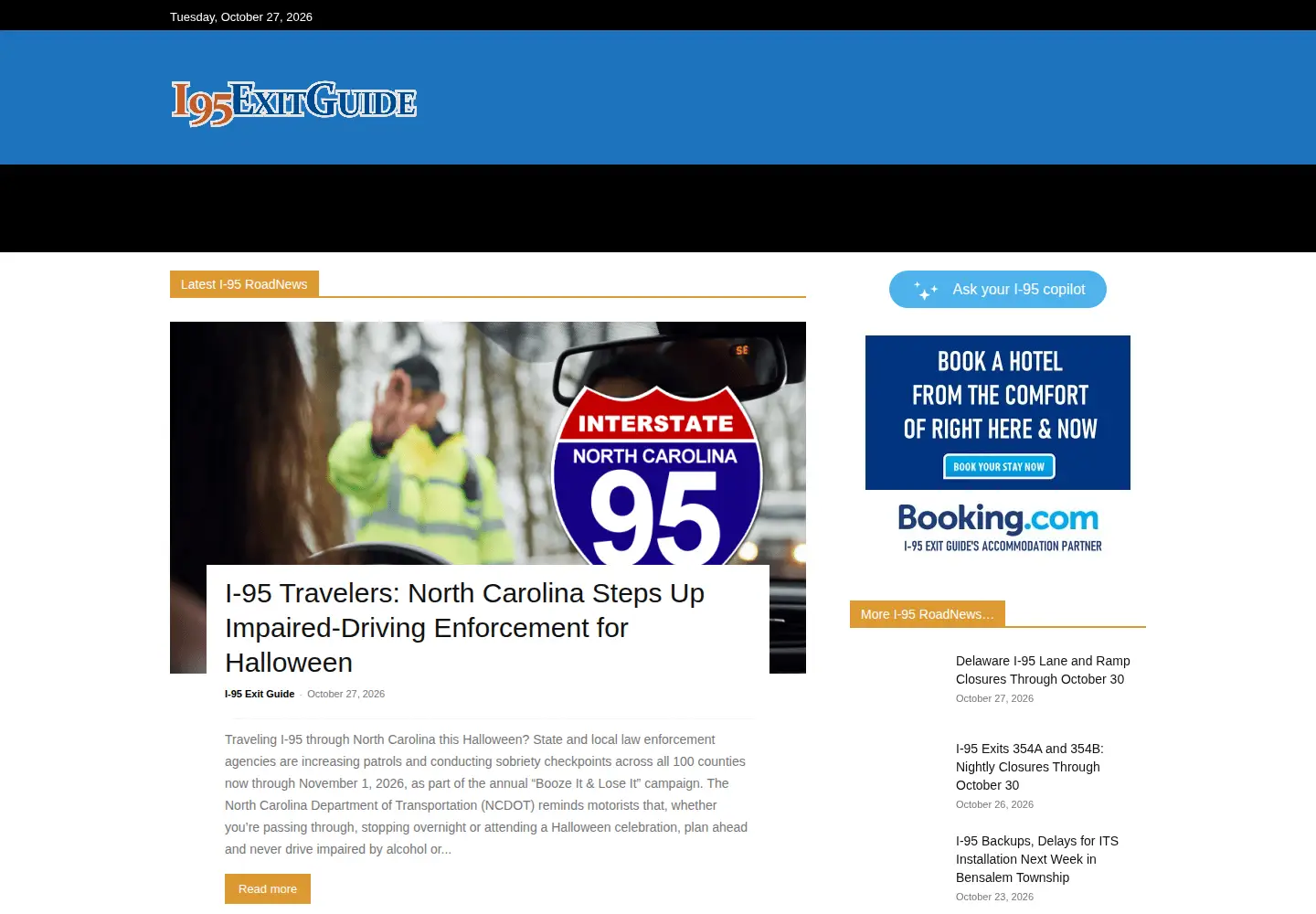 Captured homepage of i95exitguide.com in the current scan