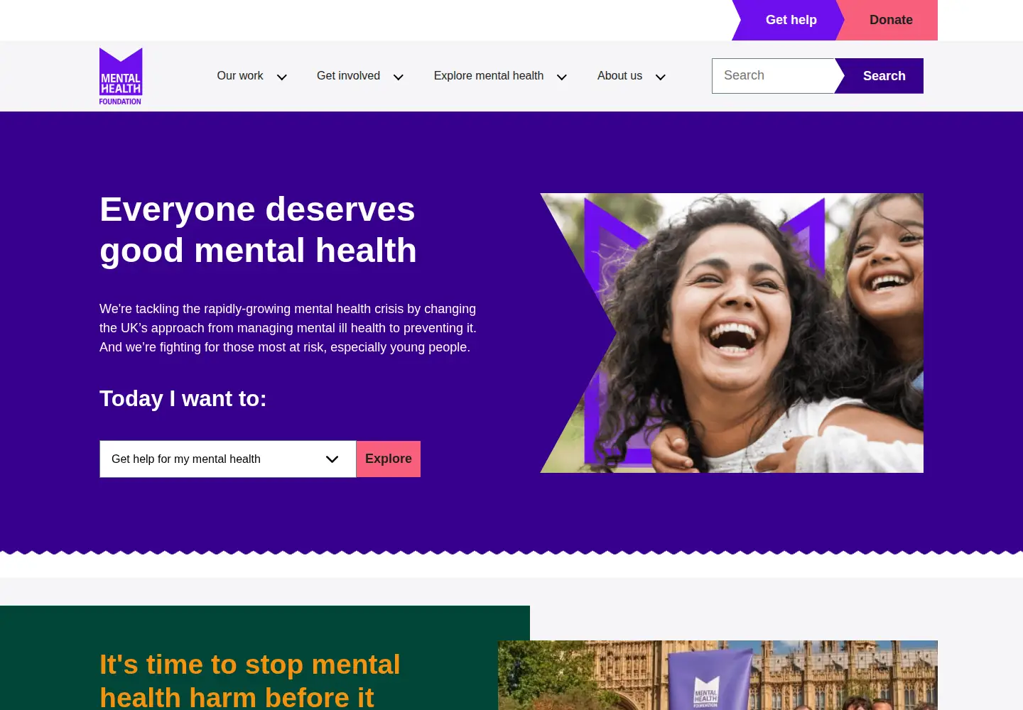 Screenshot of mentalhealth.org.uk