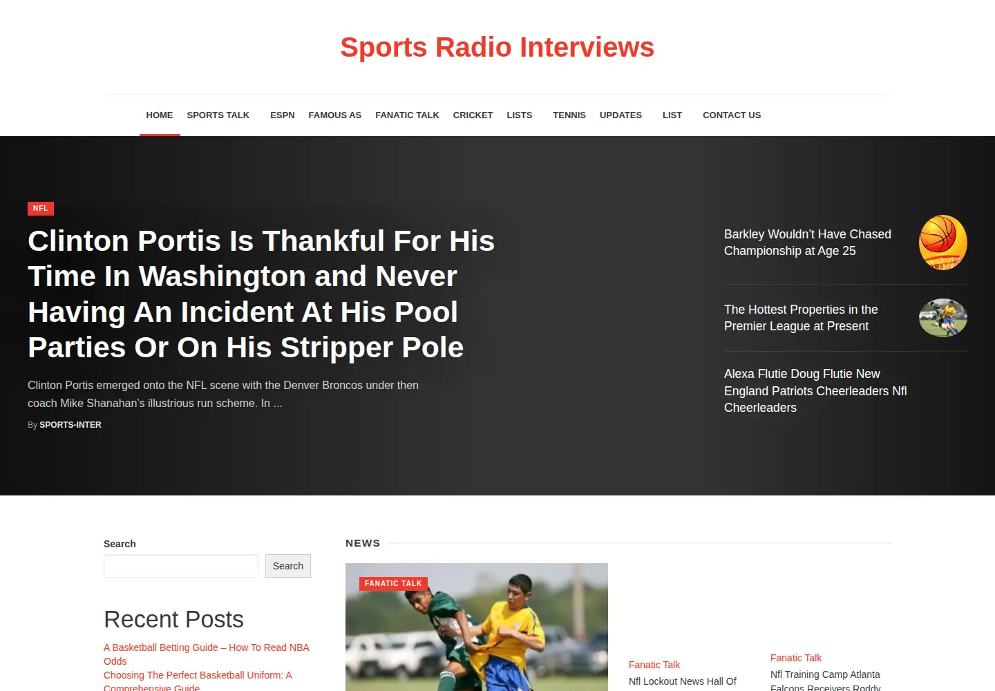 Captured homepage of sportsradiointerviews.com in the current scan