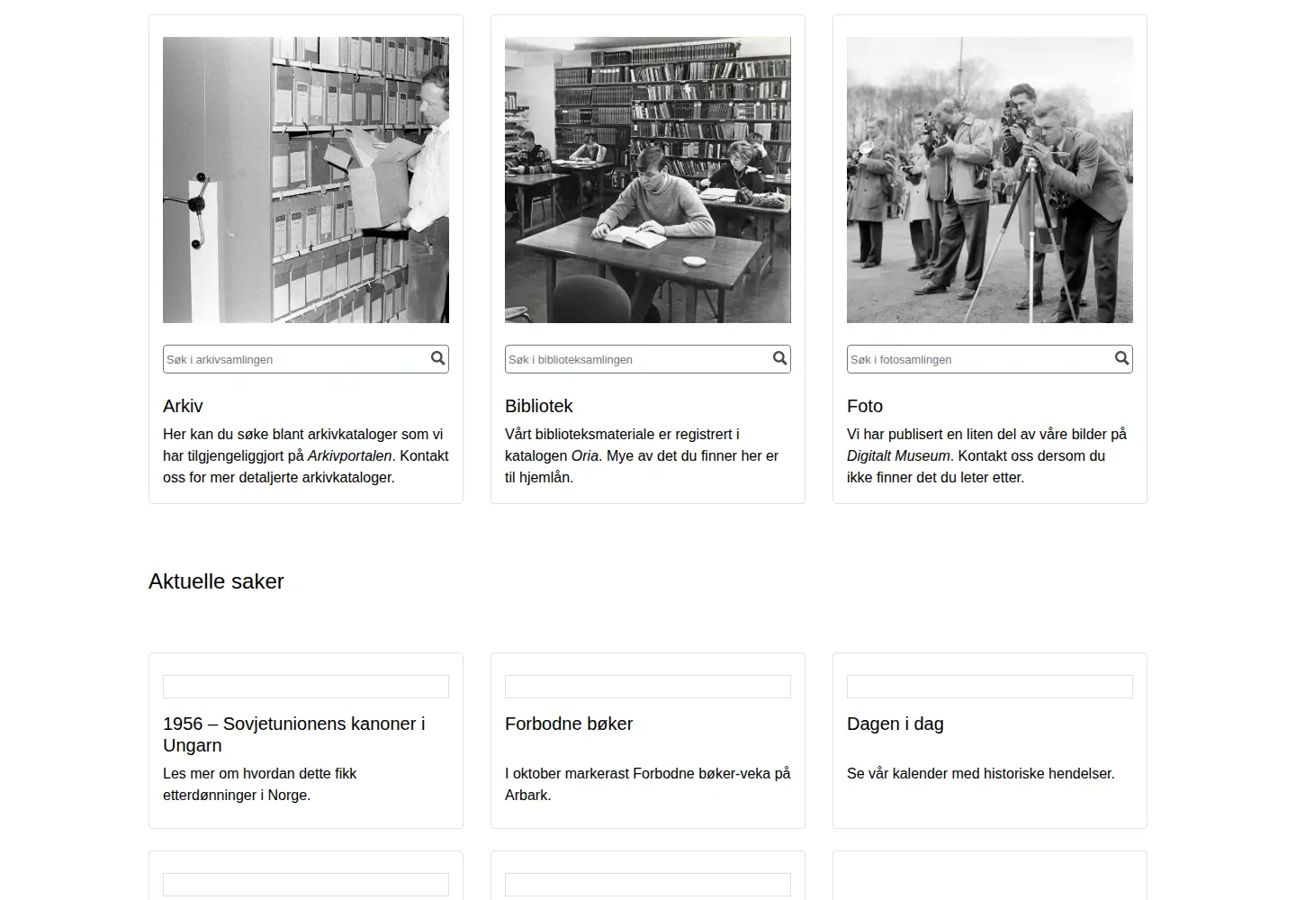 Captured homepage of arbark.no in the current scan