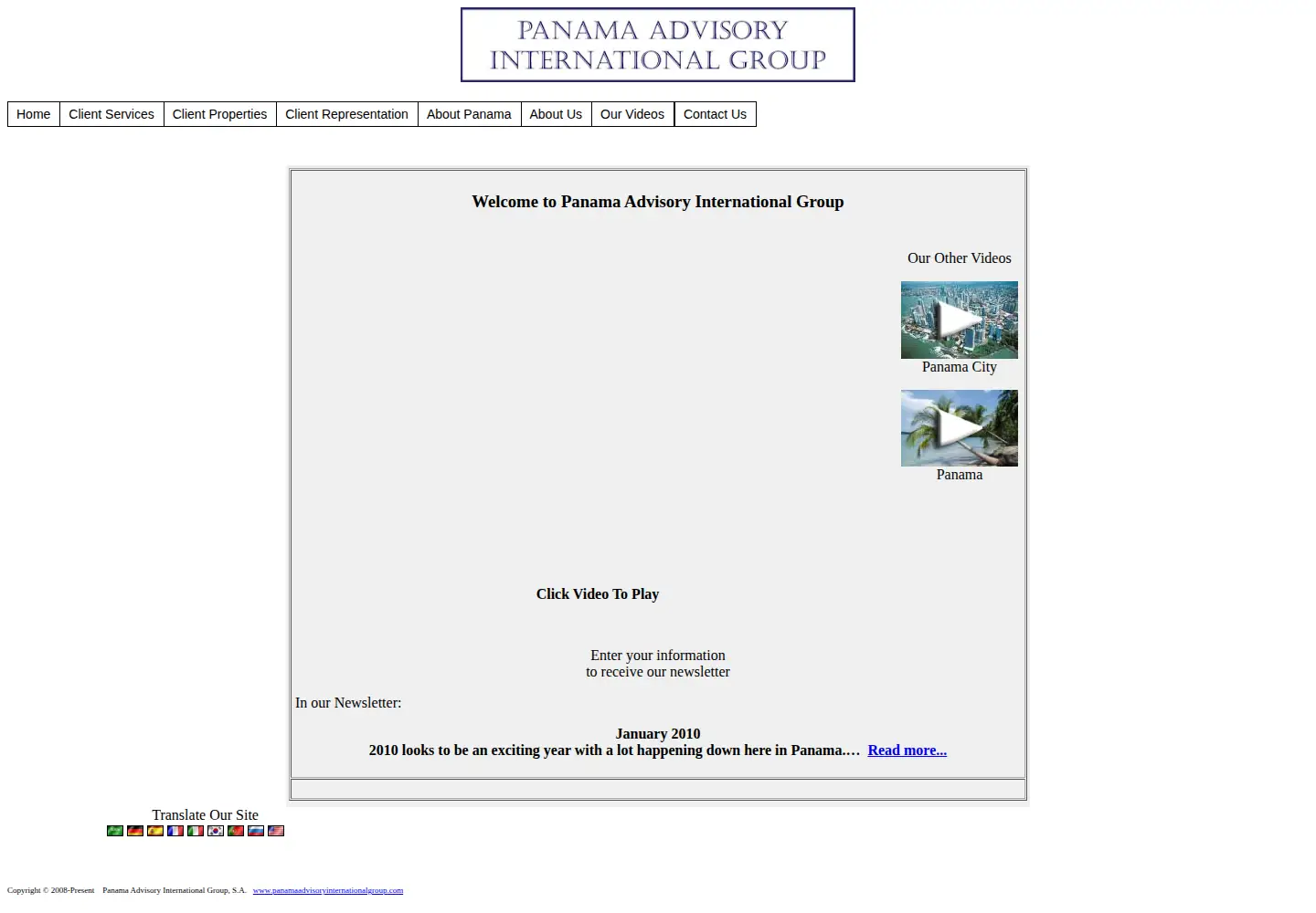 Screenshot of panamaadvisoryinternationalgroup.com
