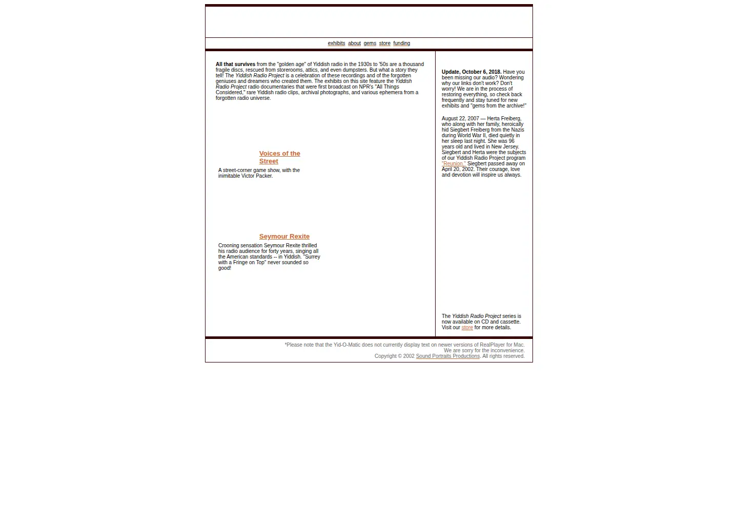 Screenshot of yiddishradioproject.org