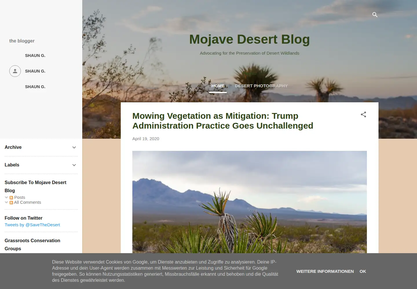 Screenshot of mojavedesertblog.com