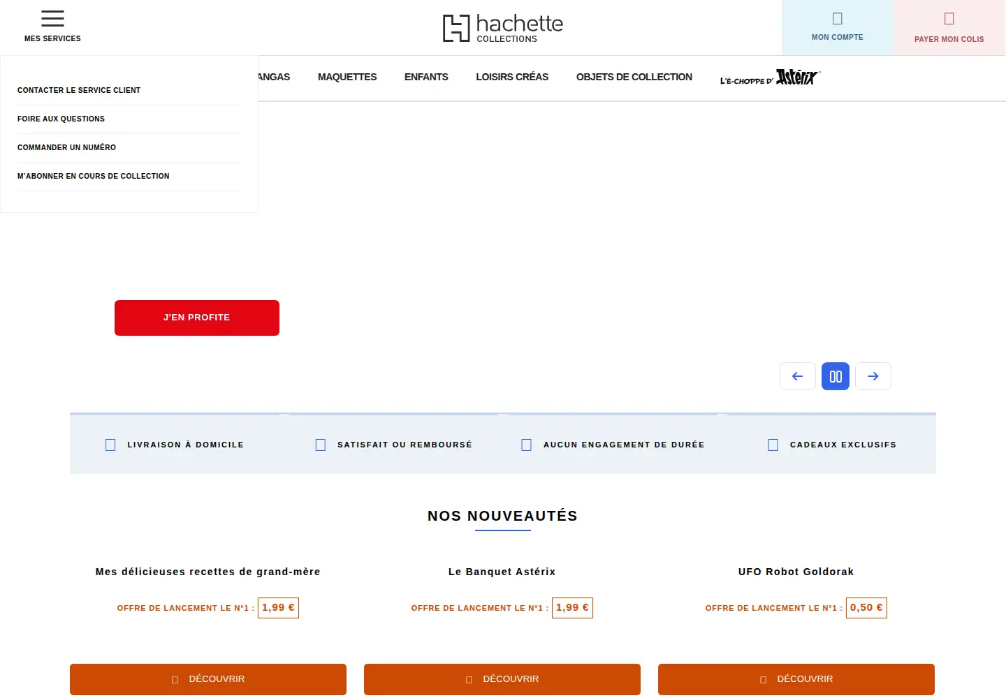 Screenshot of hachette-collections.com