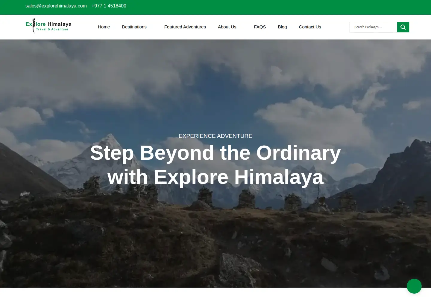 Captured homepage of explorehimalaya.com in the current scan