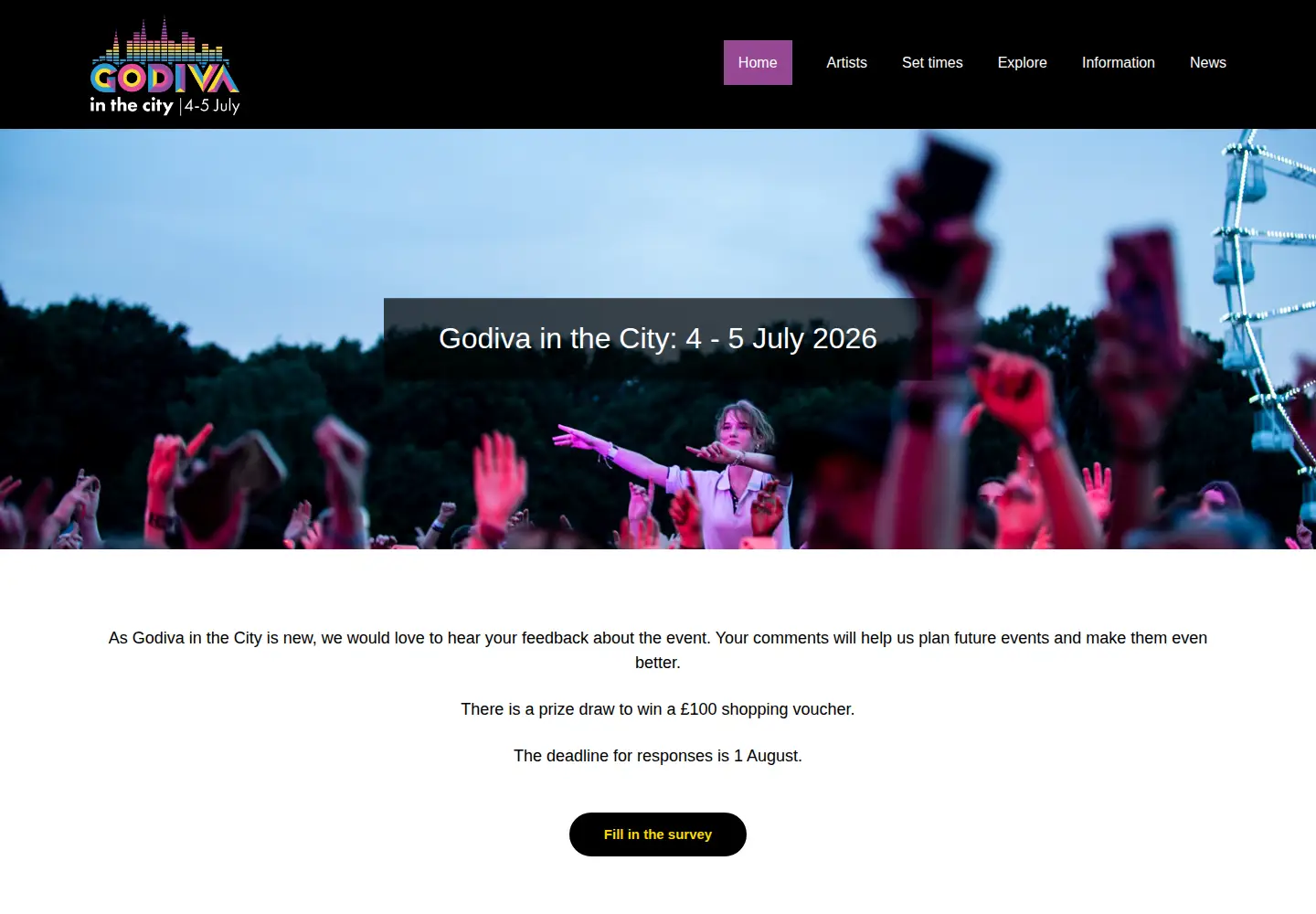 Screenshot of godivafestival.com