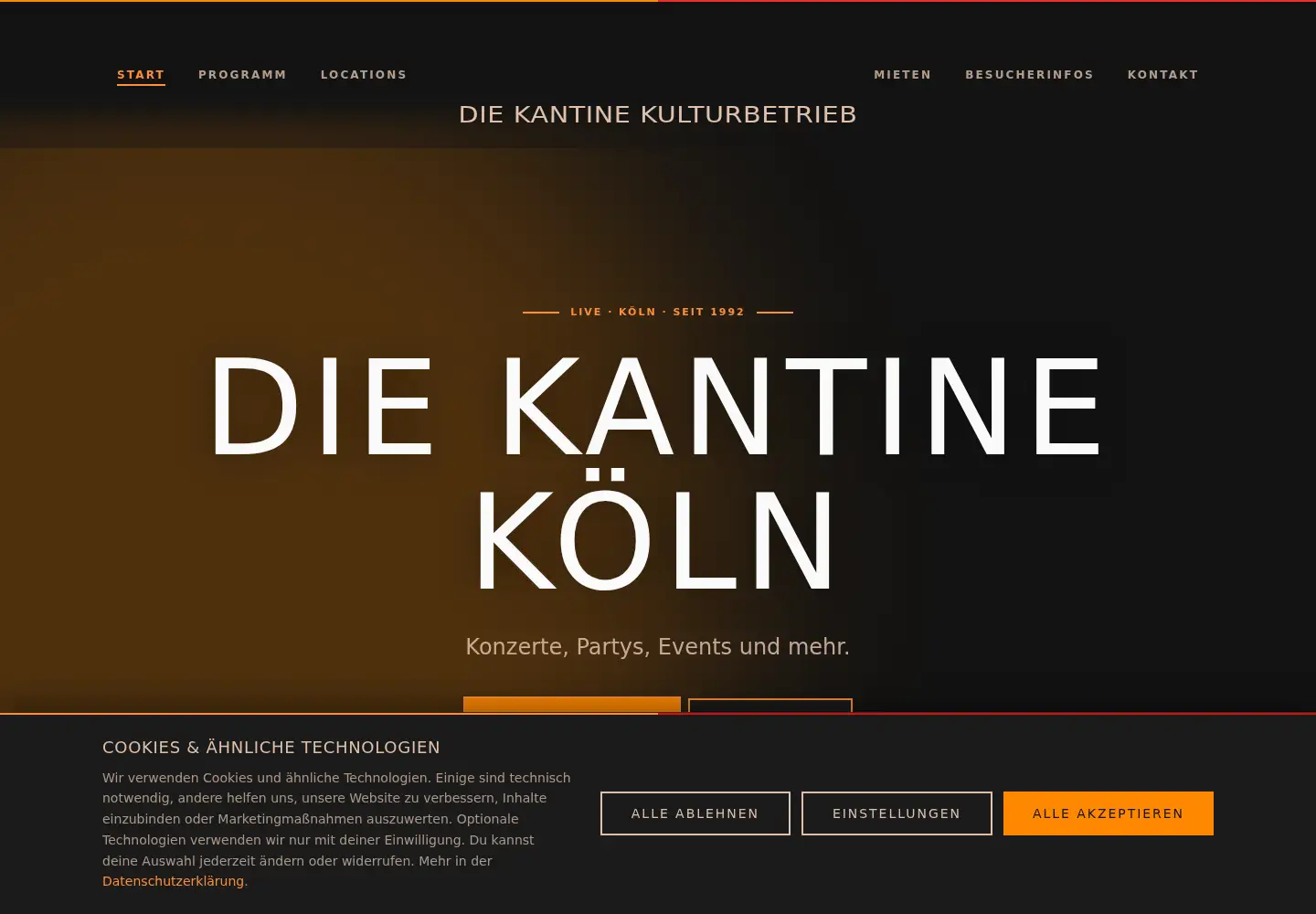 Captured homepage of kantine.com in the current scan