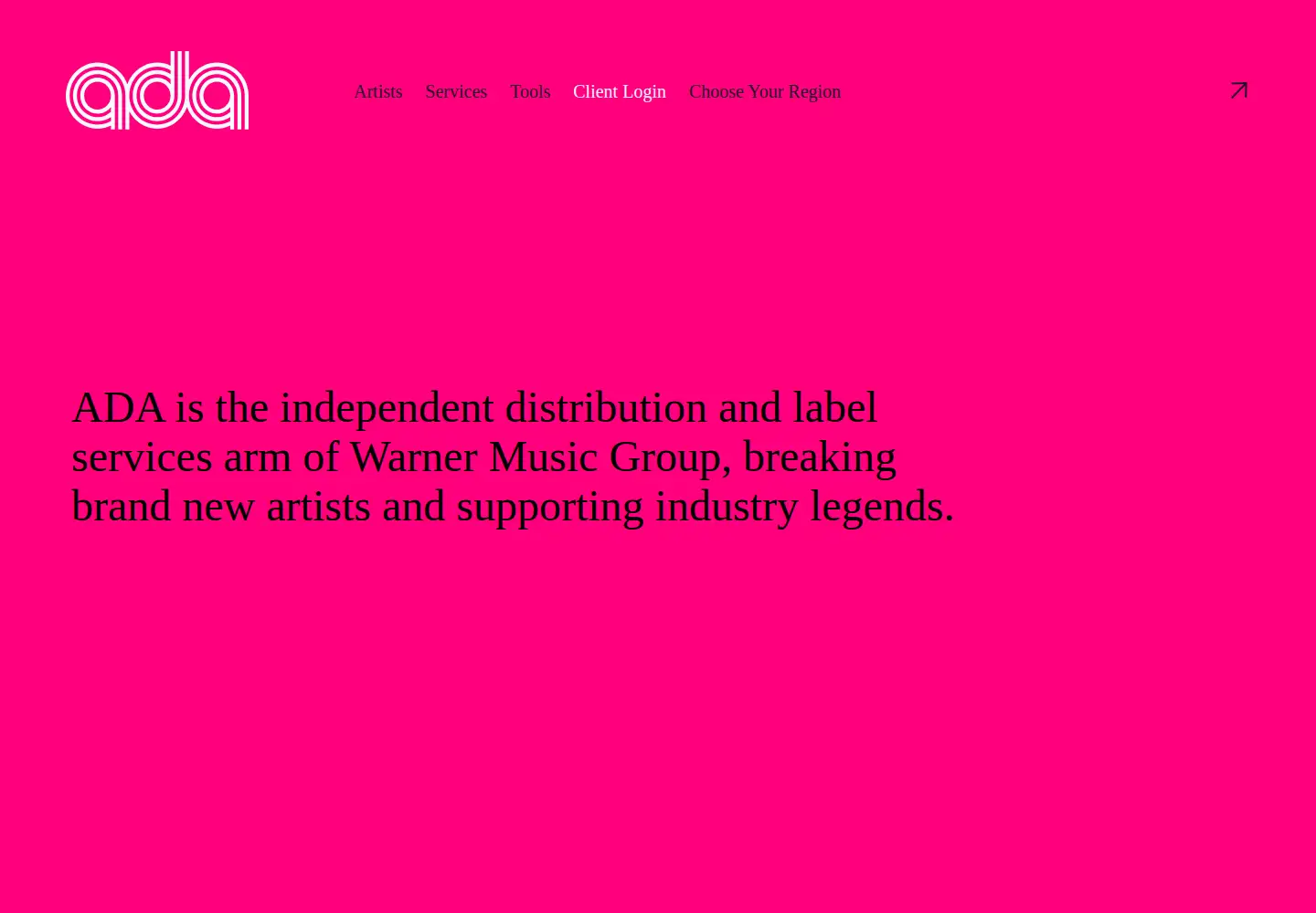 Captured homepage of ada-music.com in the current scan
