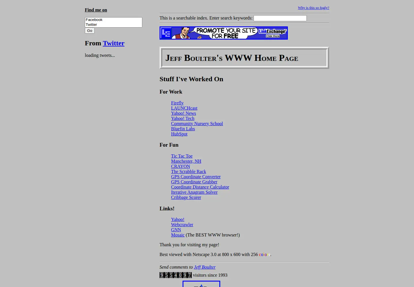Captured homepage of boulter.com in the current scan