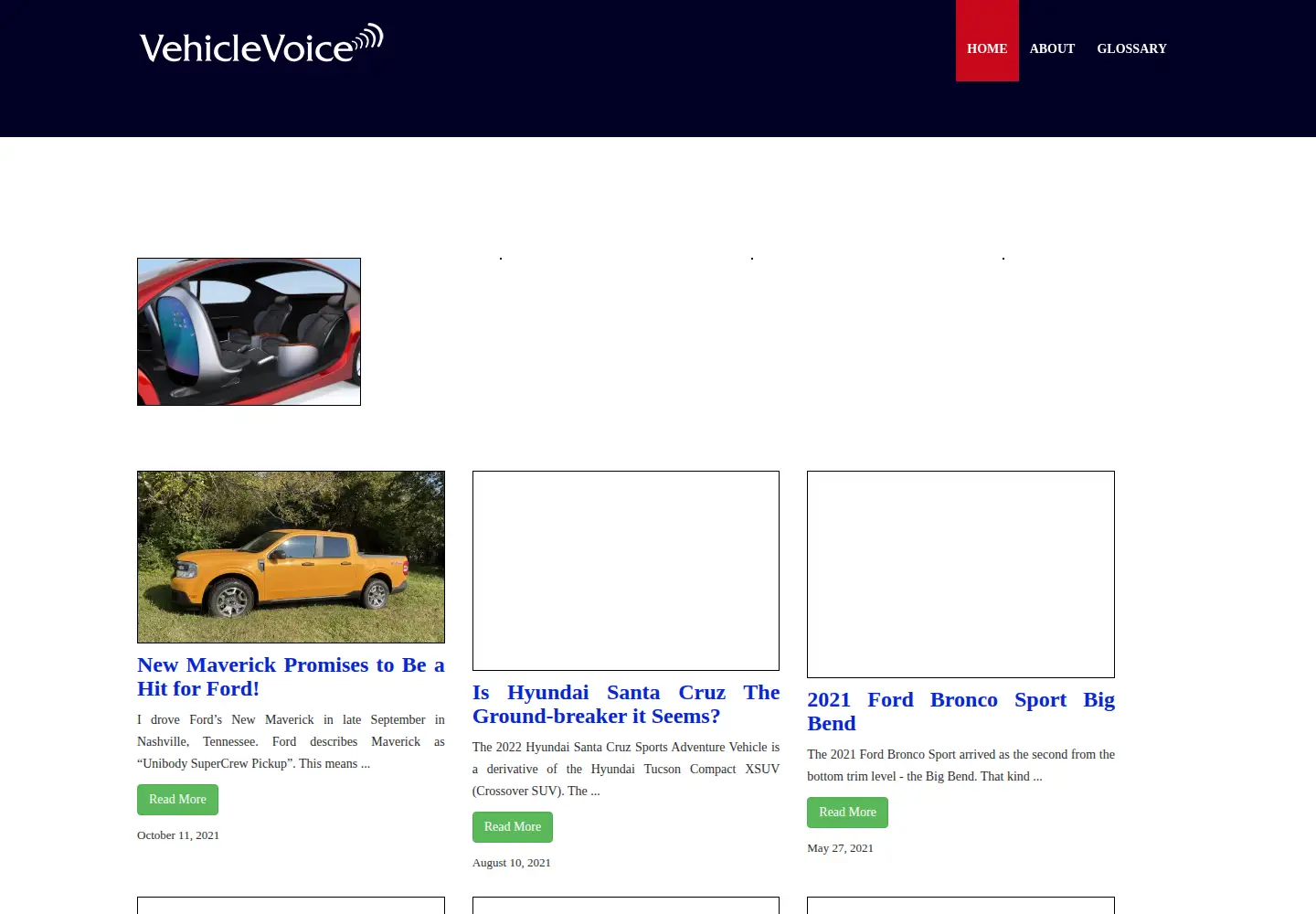 Captured homepage of vehiclevoice.com in the current scan