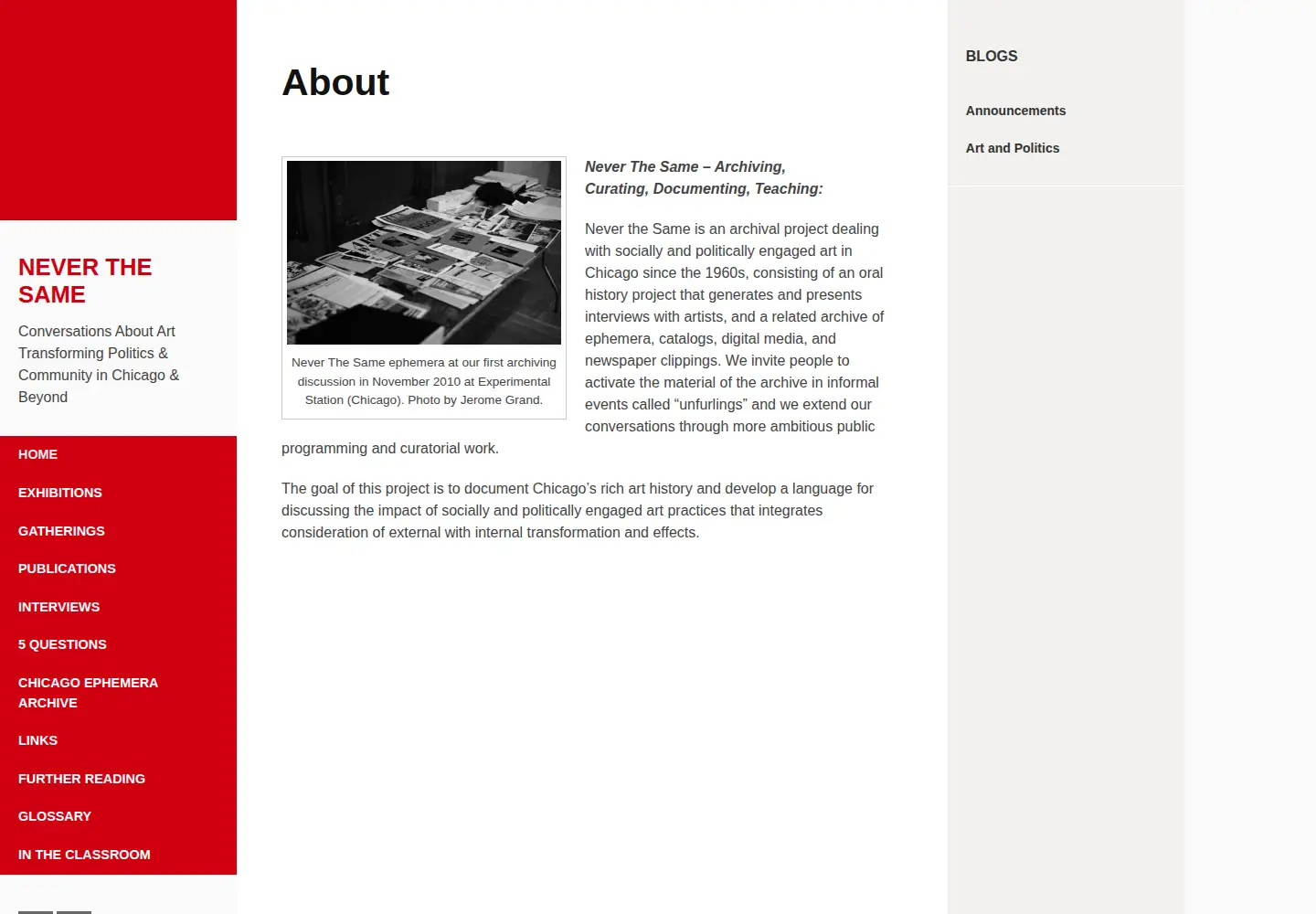 Screenshot of never-the-same.org
