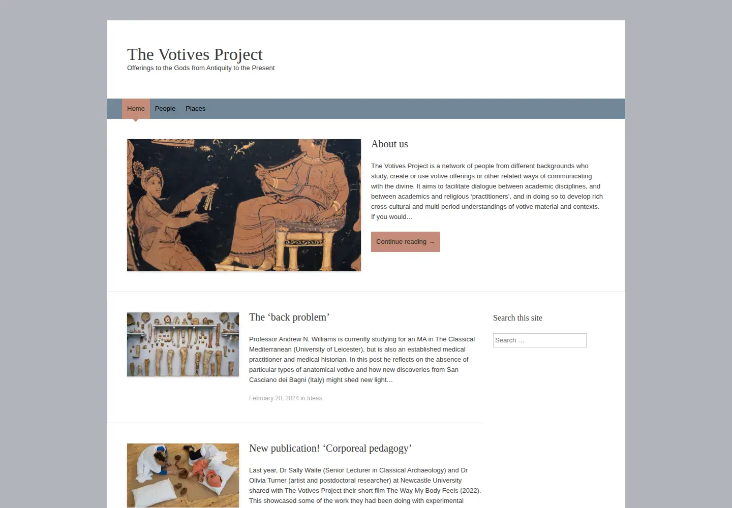 Captured homepage of thevotivesproject.org in the current scan
