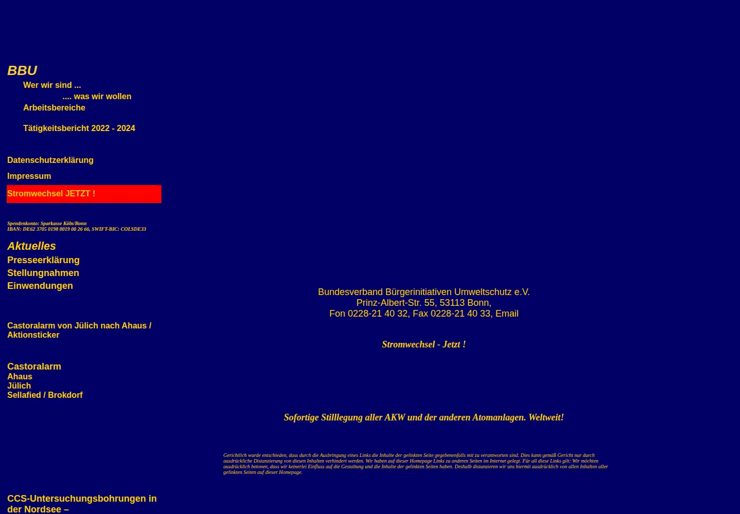 Captured homepage of bbu-online.de in the current scan