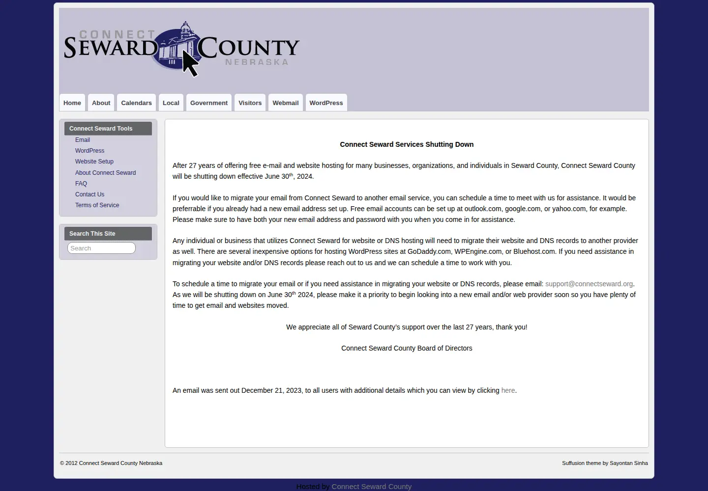 Screenshot of connectseward.org