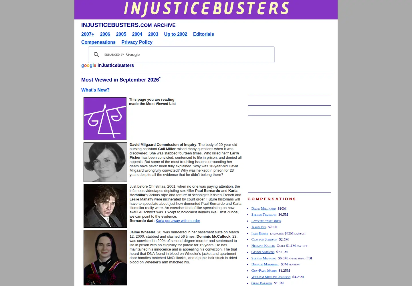 Screenshot of injusticebusters.org