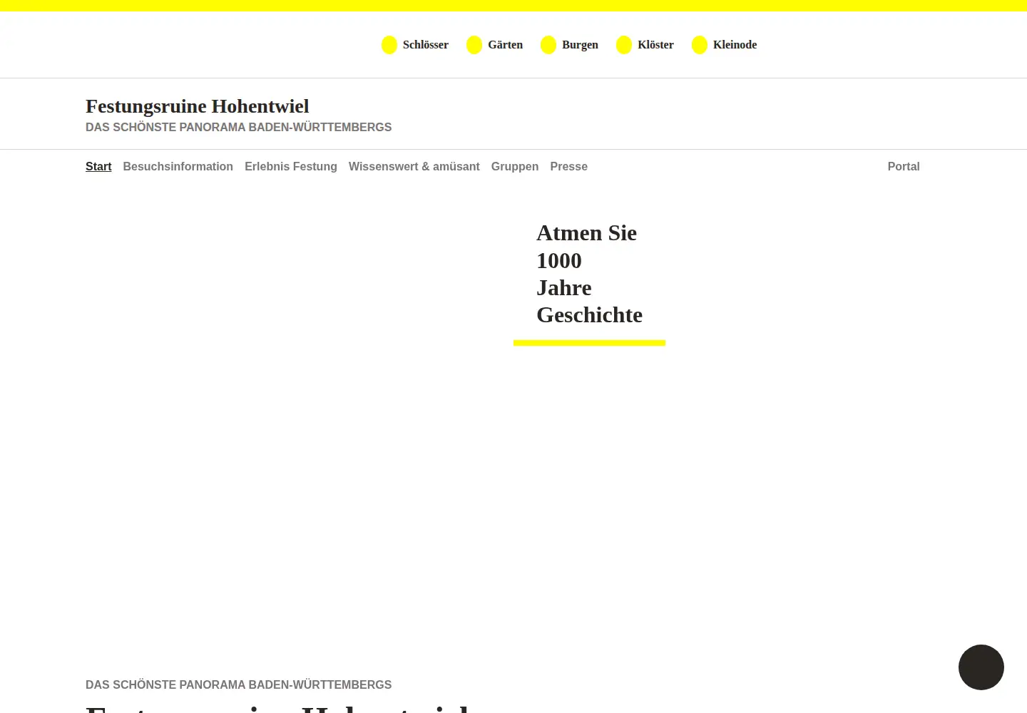 Captured homepage of festungsruine-hohentwiel.de in the current scan