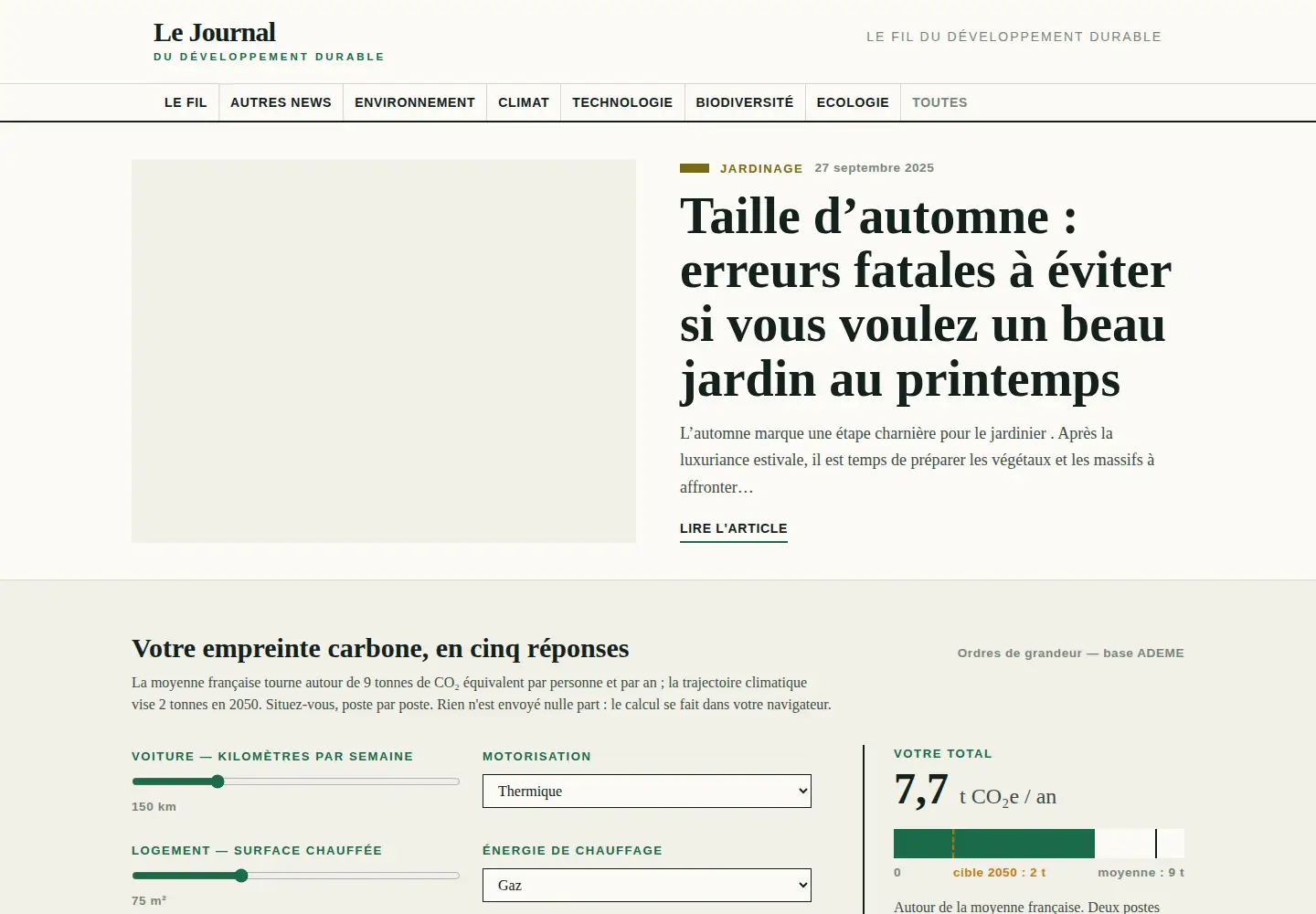 Screenshot of developpementdurablelejournal.com