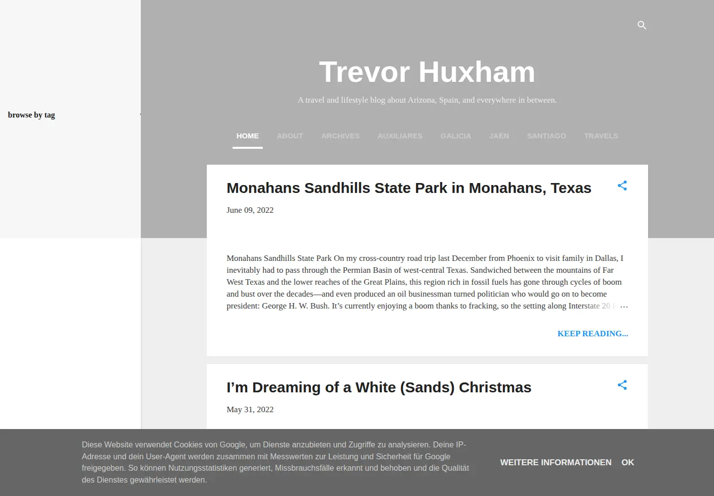Captured homepage of trevorhuxham.com in the current scan