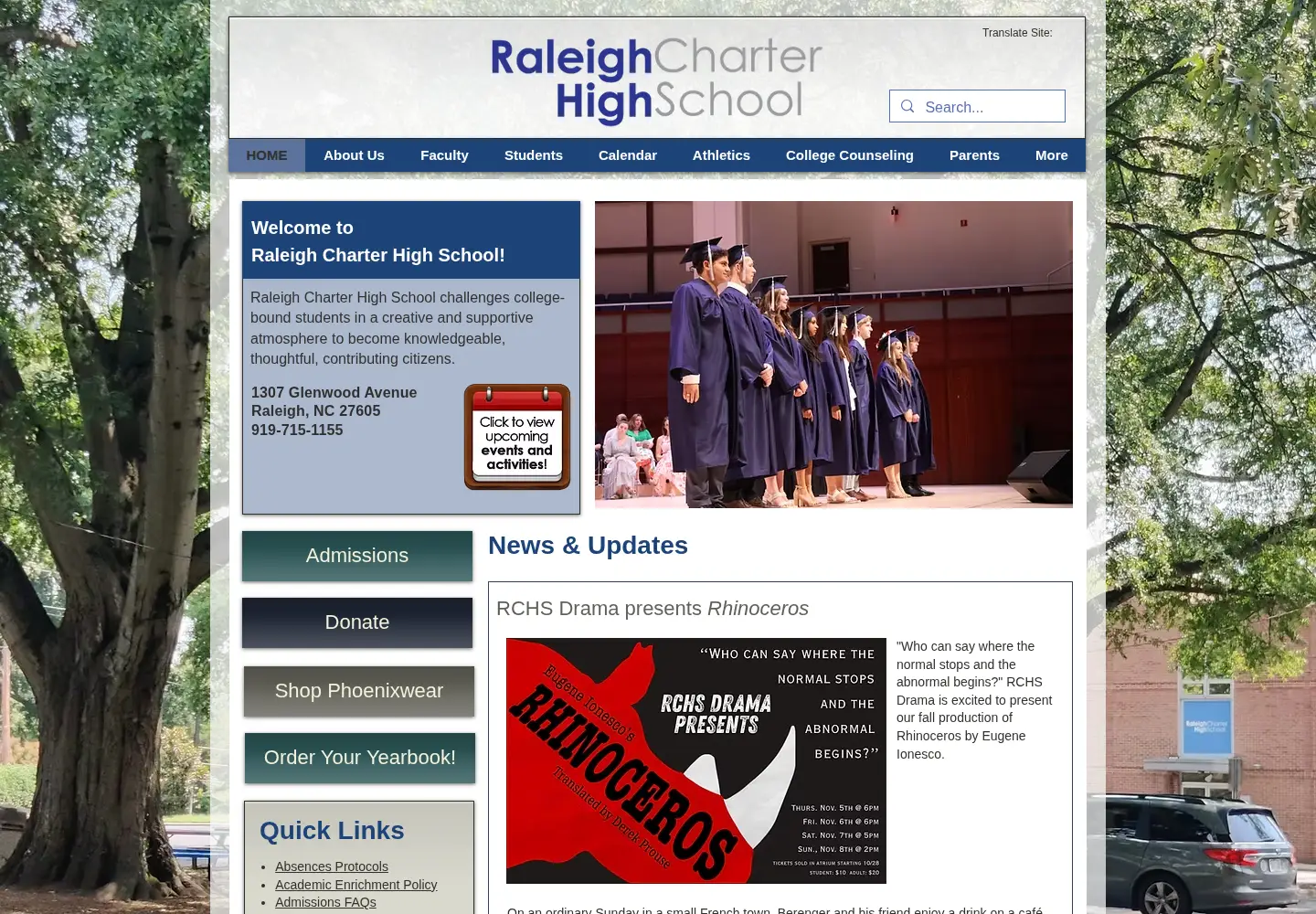 Screenshot of raleighcharterhs.org