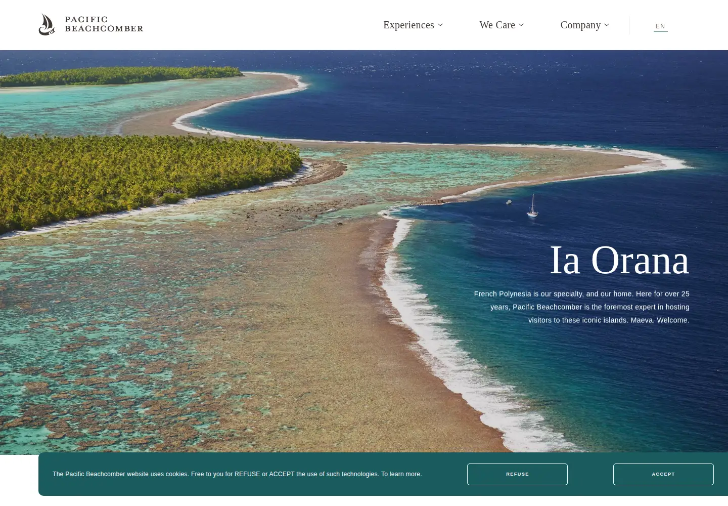 Captured homepage of pacificbeachcomber.com in the current scan