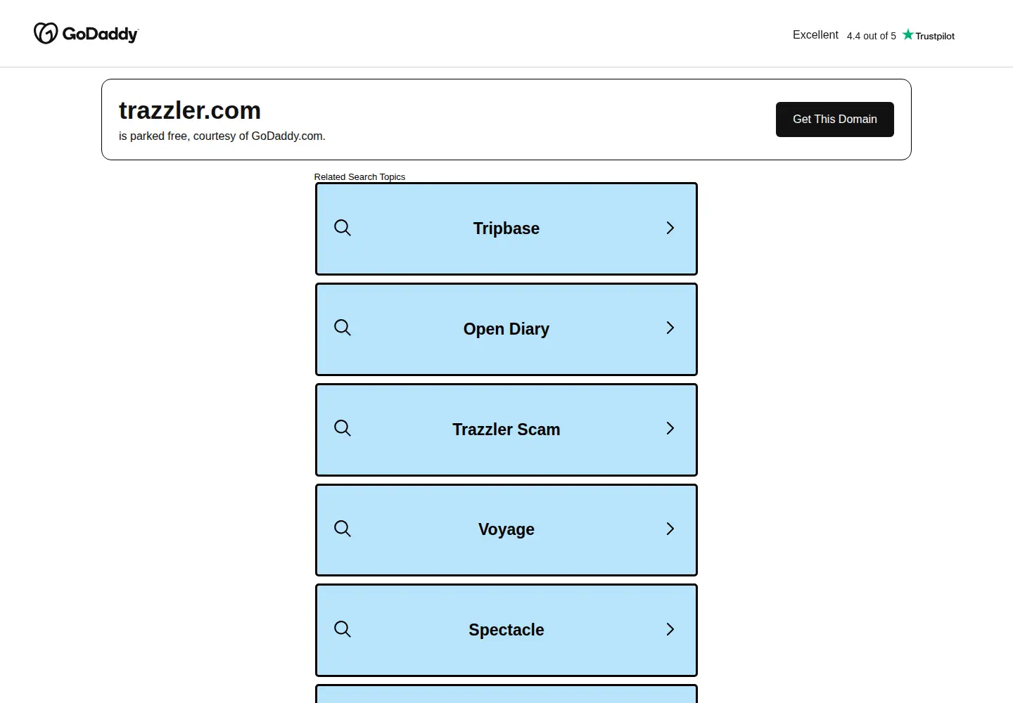 Captured homepage of trazzler.com in the current scan