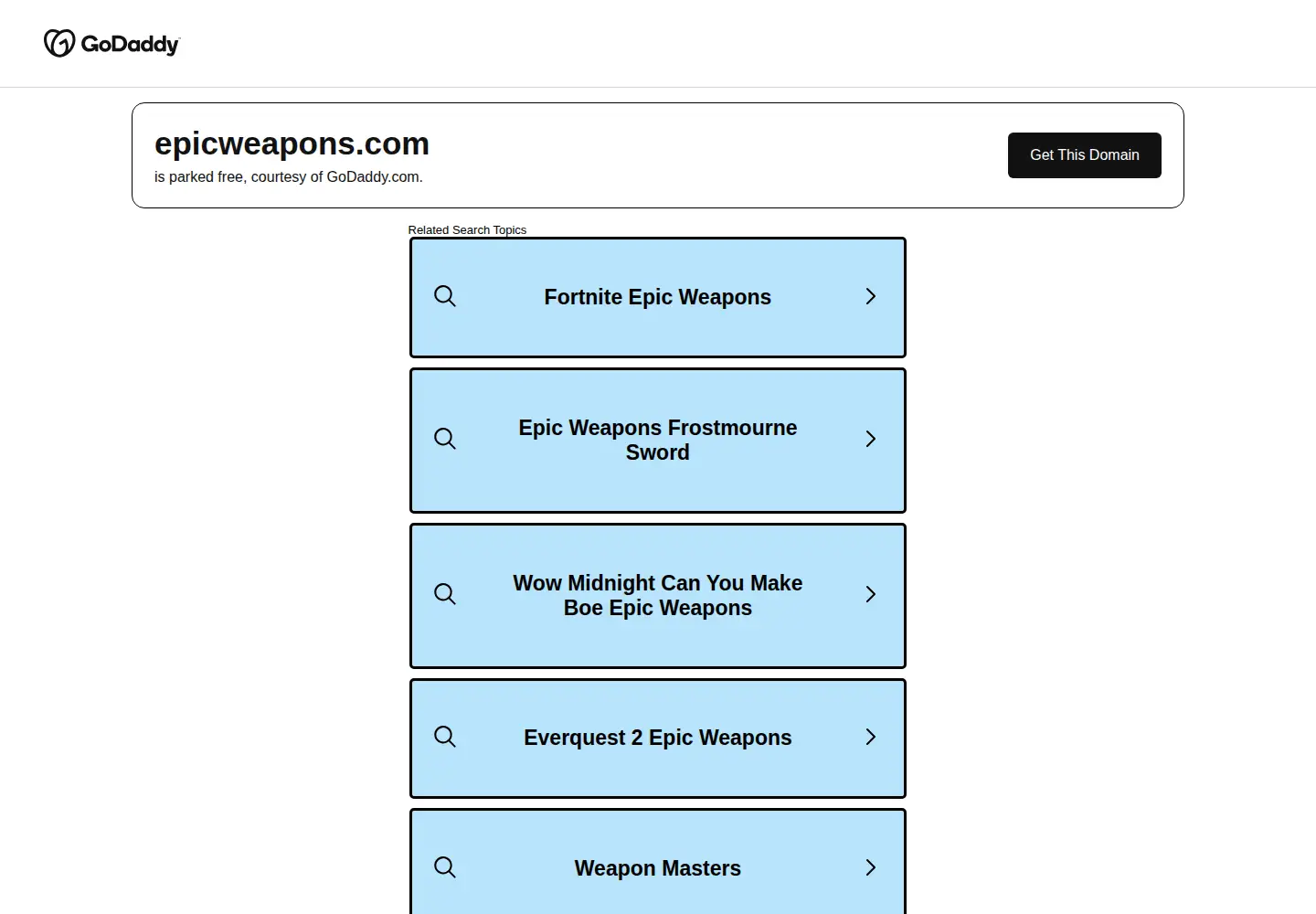 Captured homepage of epicweapons.com in the current scan