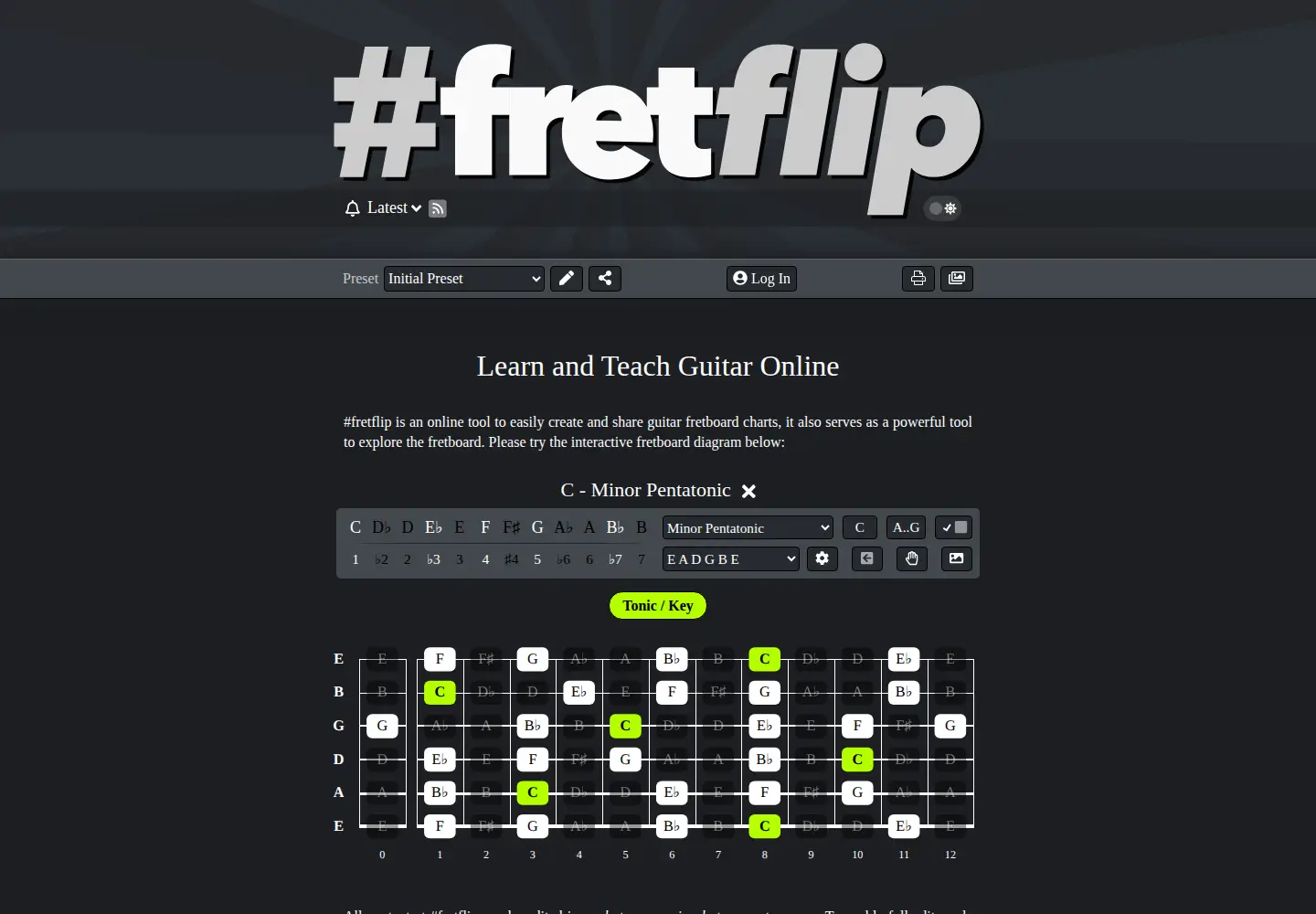 Captured homepage of fretflip.com in the current scan