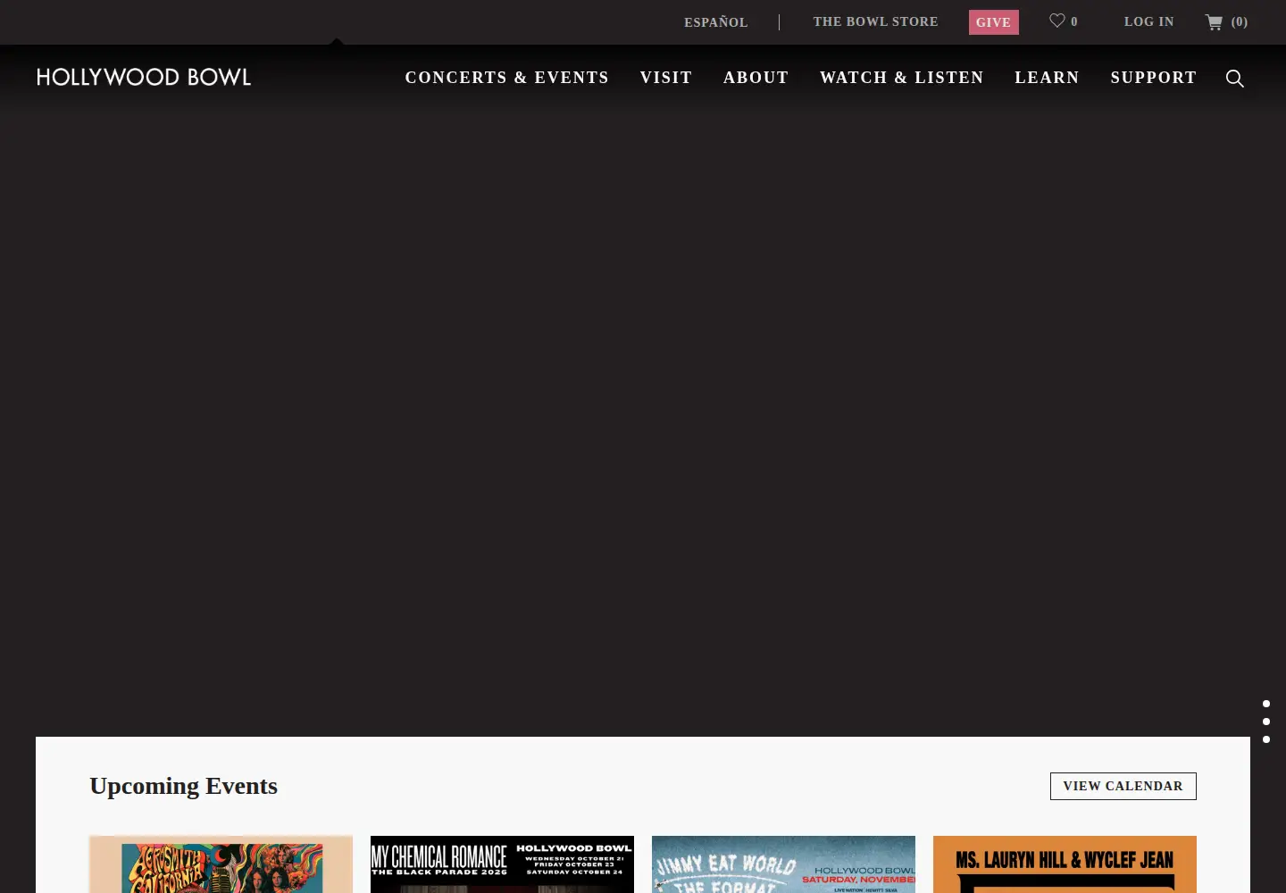 Screenshot of hollywoodbowl.org