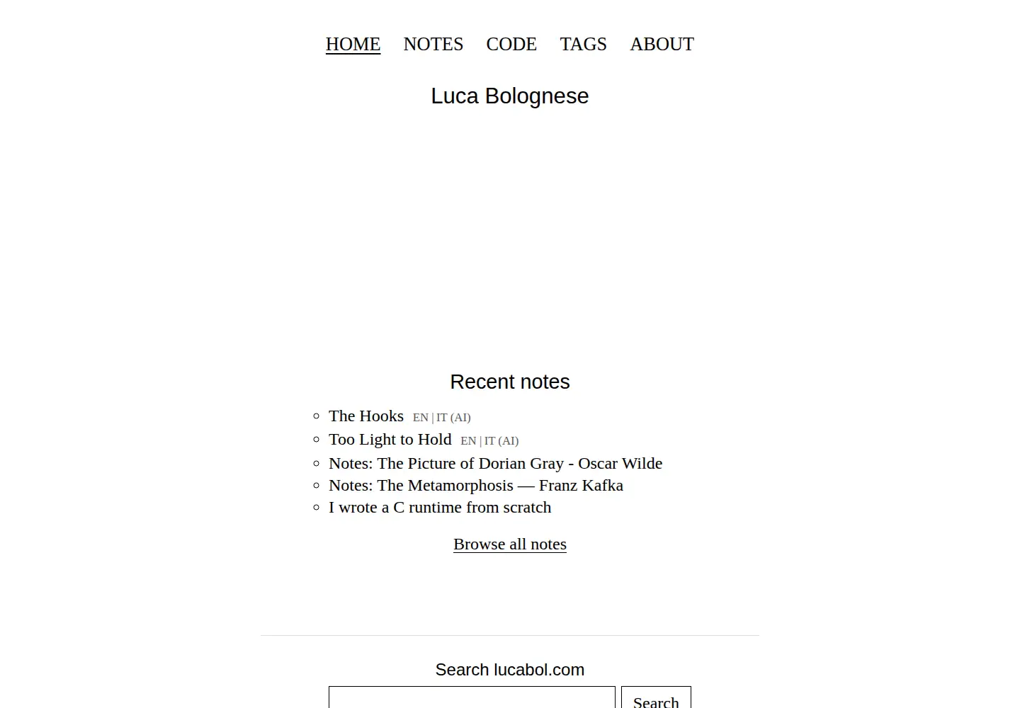 Captured homepage of lucabol.com in the current scan