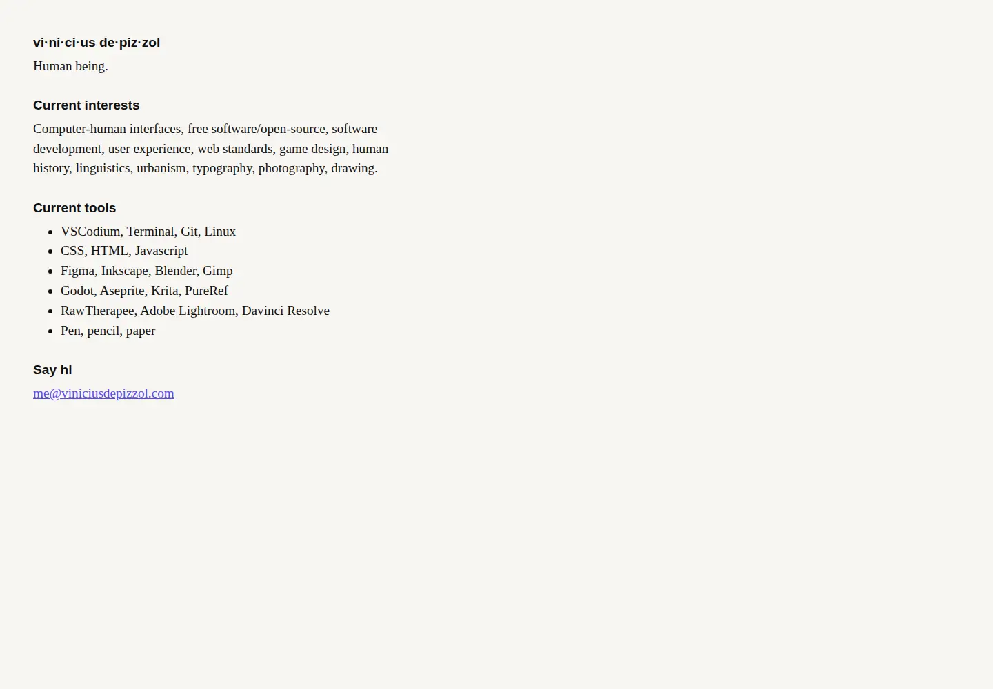 Screenshot of viniciusdepizzol.com