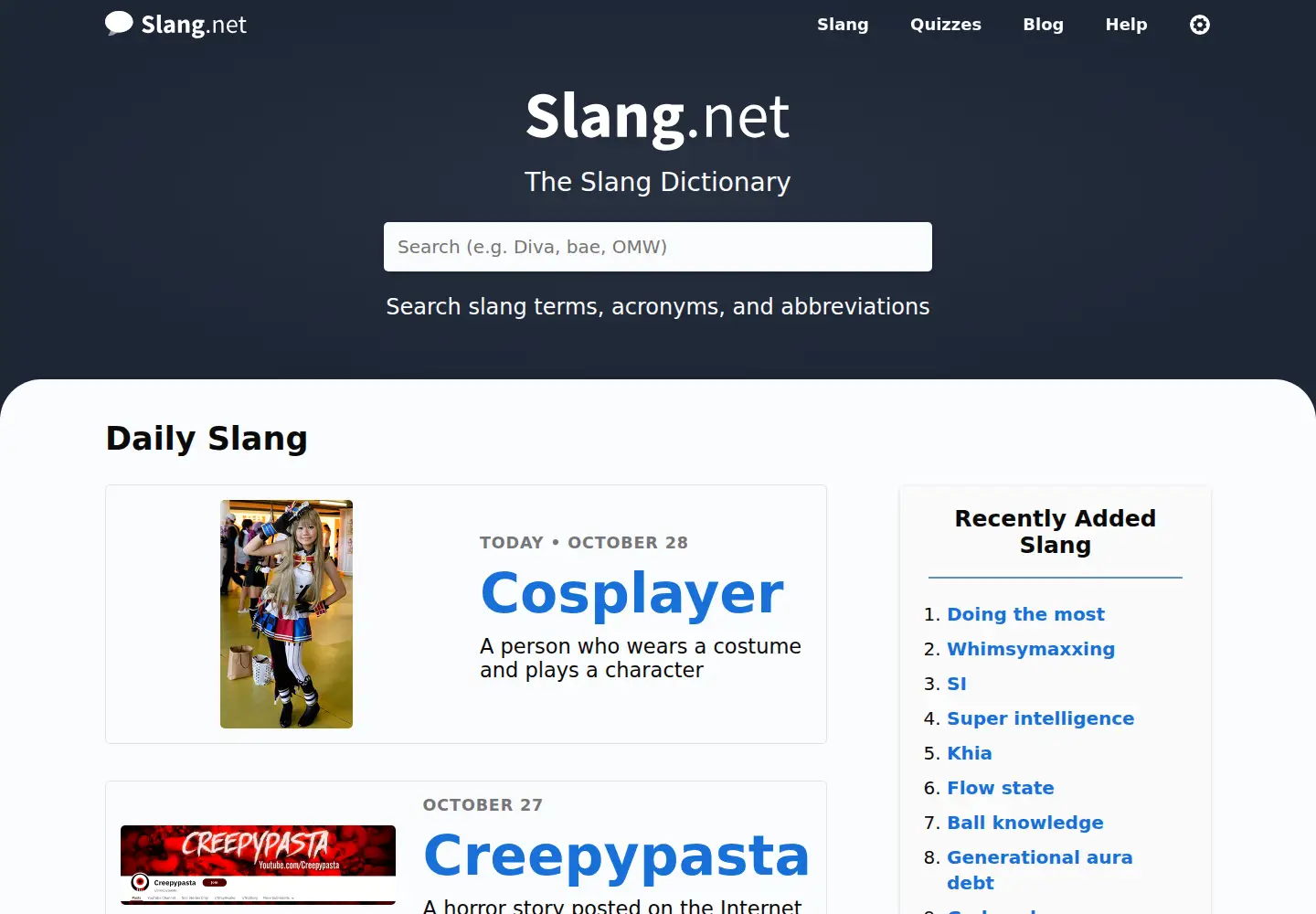 Captured homepage of chatslang.com in the current scan