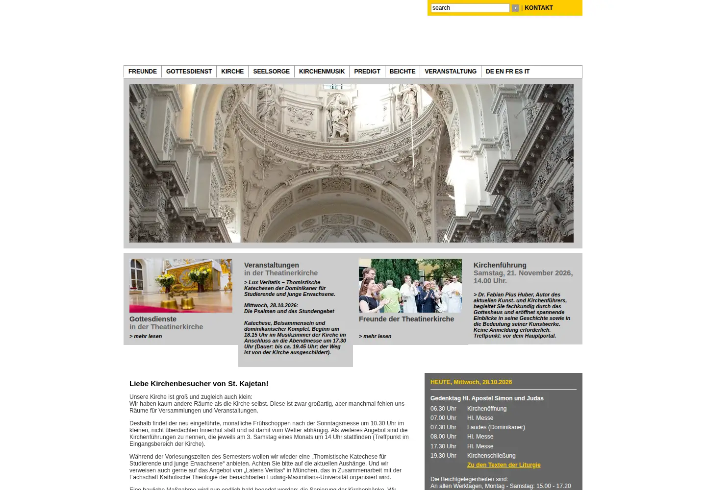 Screenshot of theatinerkirche.de