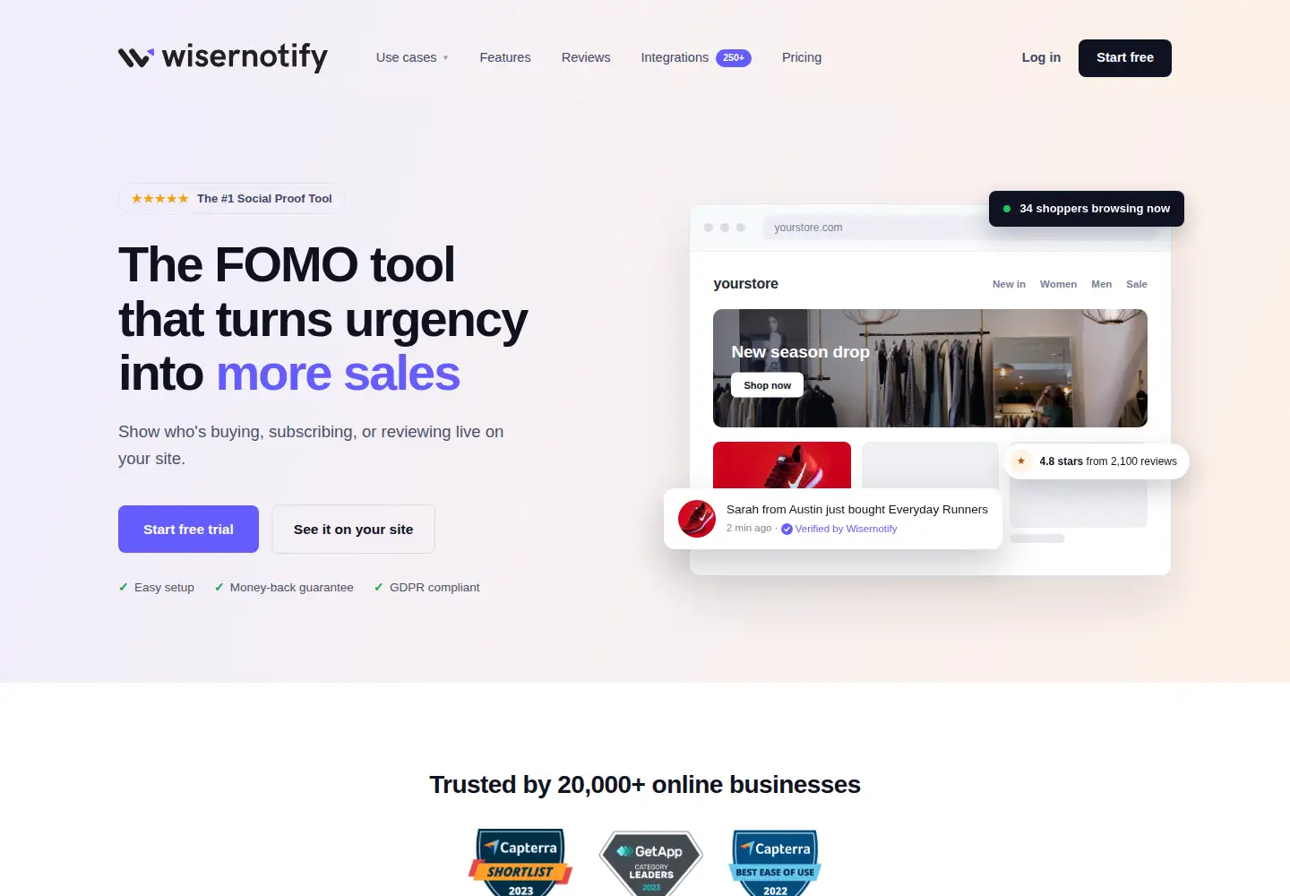 Screenshot of wisernotify.com