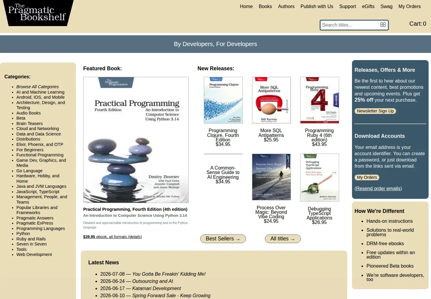 Screenshot of pragprog.com