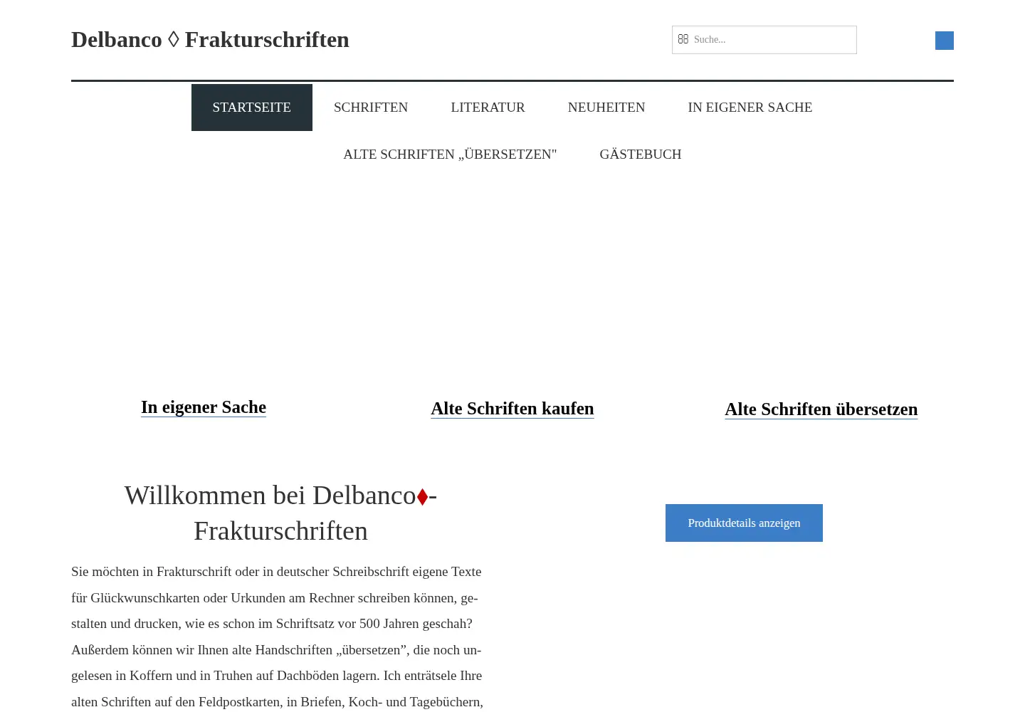 Captured homepage of fraktur.com in the current scan