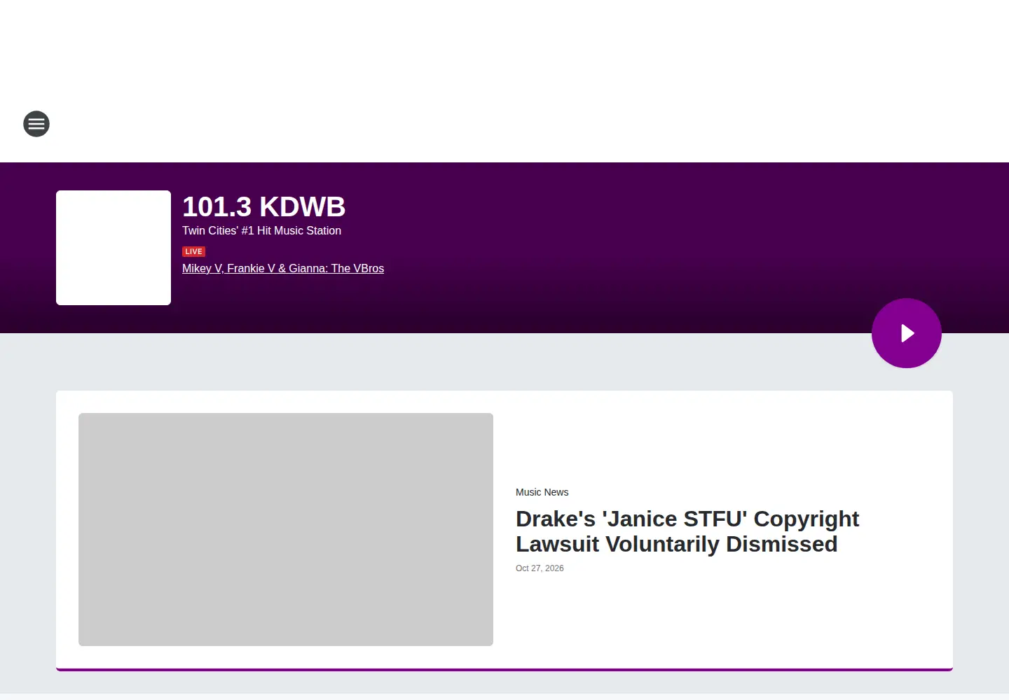 Screenshot of kdwb.com