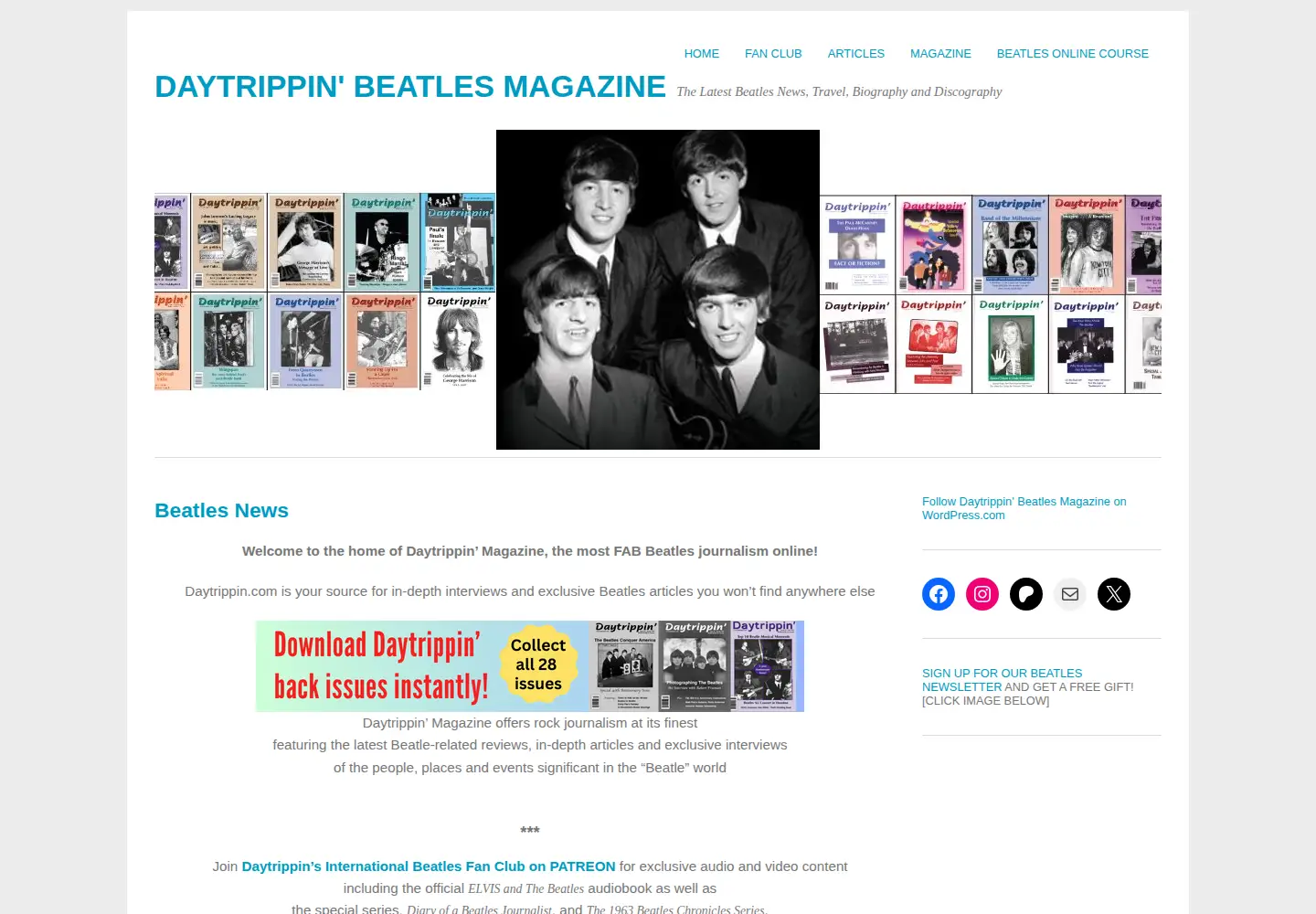 Captured homepage of daytrippin.com in the current scan